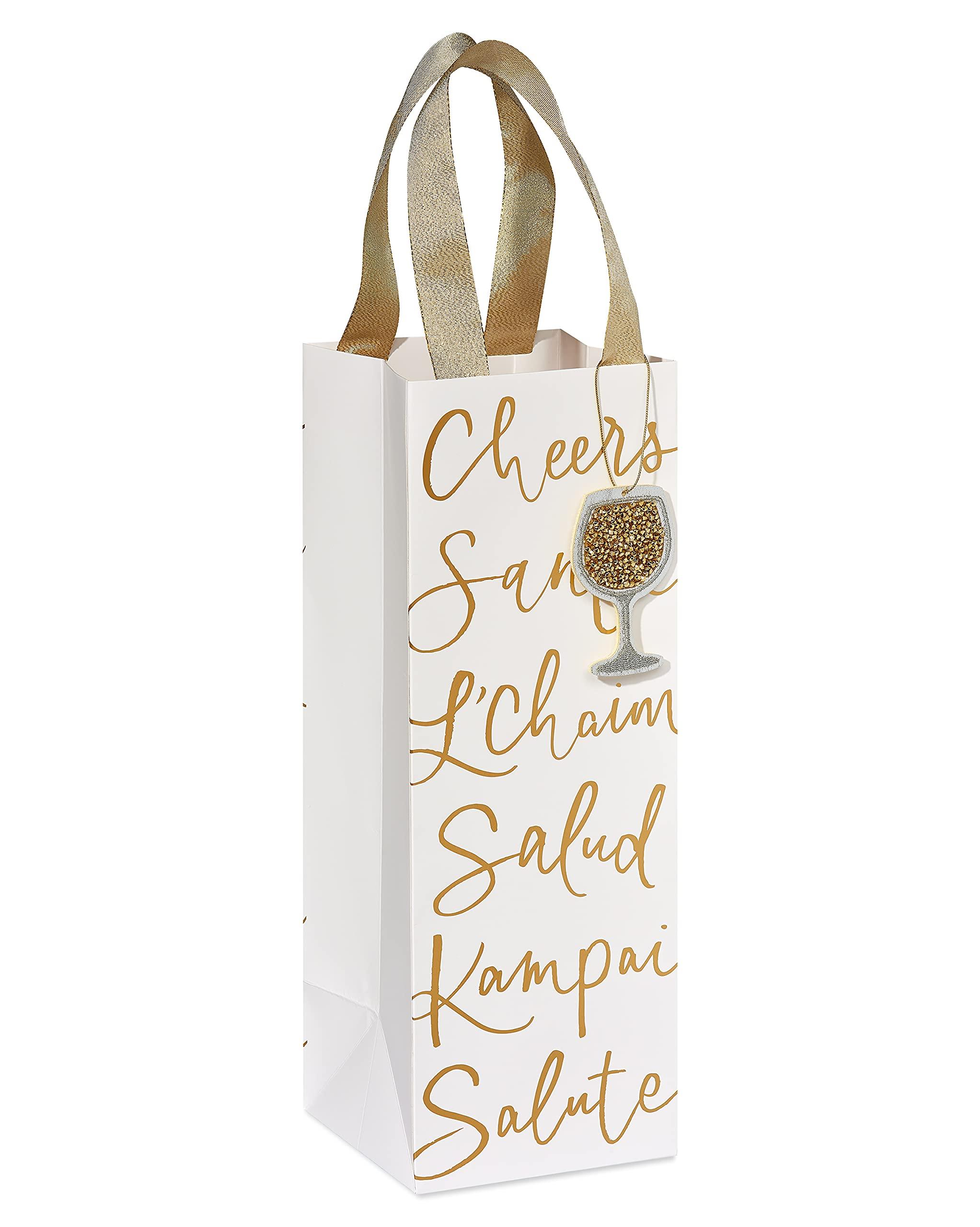 Papyrus Papyrus 14\" Beverage Gift Bag (International Cheers) for Graduation, Fathers Day, Birthdays and All Occasions (1 Bag)