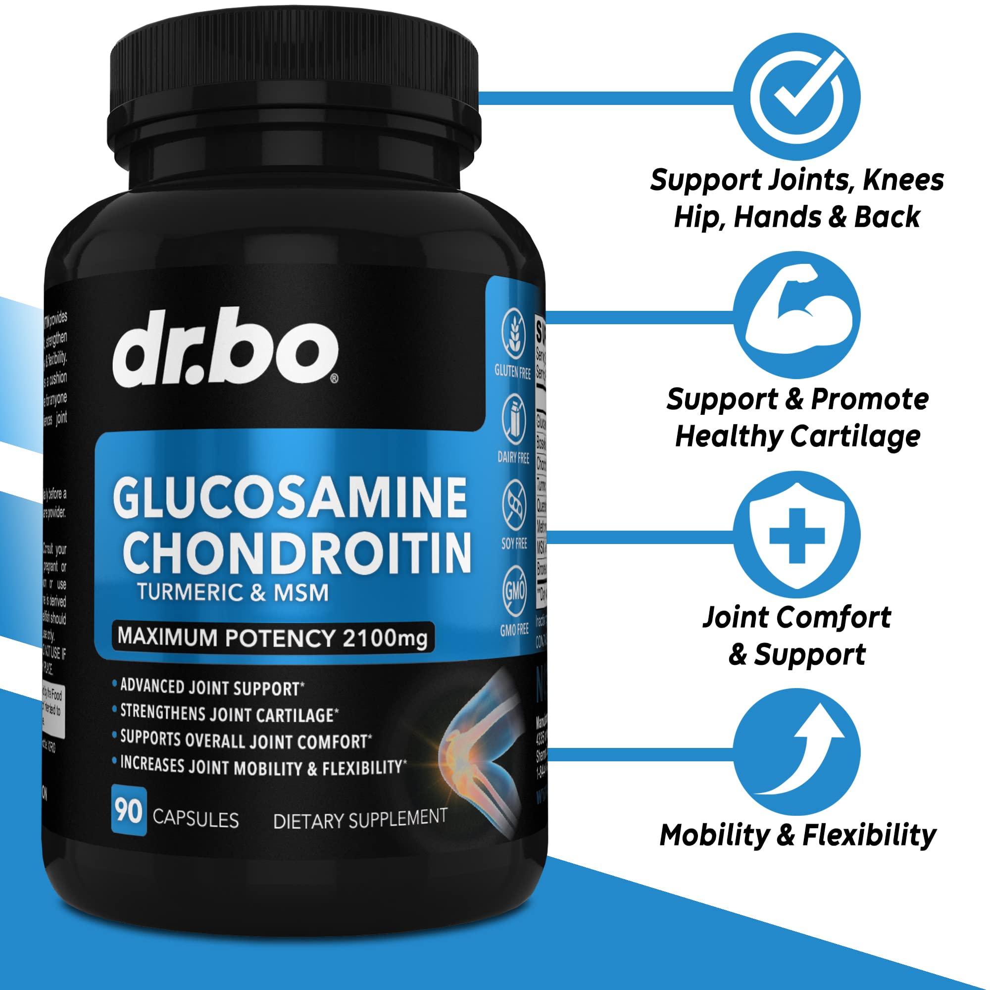 DR. BO Glucosamine Chondroitin MSM Turmeric & Tart Cherry - Joint Health Supplement Knee Bone & Joints, Purge Uric Acid Cleanse Flush Antioxidant Pills - Joint Support Pills & Tart Cherry Extract Capsules