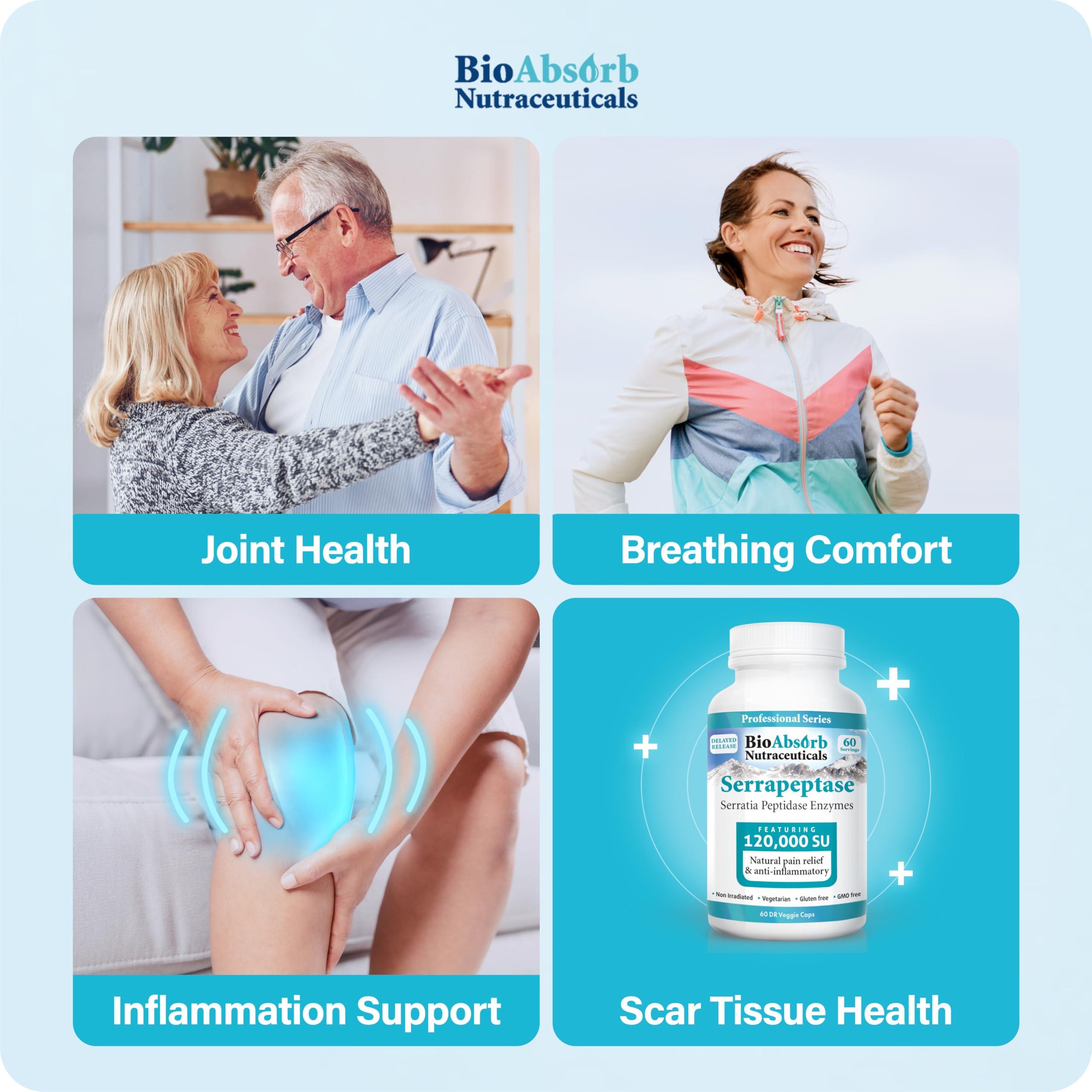 Bio Absorb Nutraceuticals BioAbsorb Serrapeptase Supplement 120000 SPU, High Potency, Delayed Release