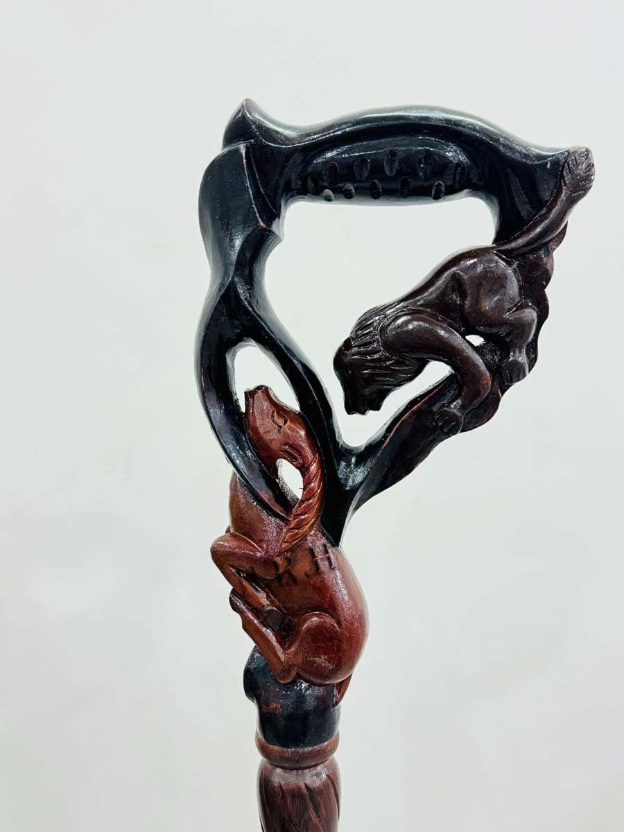 Nautical Replica Hub Antelopes and Beer Head Wooden Walking Cane for Men and Women, Handmade, Support up to 500 lbs Canes for Seniors,Ergonomic, Natural Solid Wood High-end Derby Cane Suitable for Gift Giving (36 INCH)