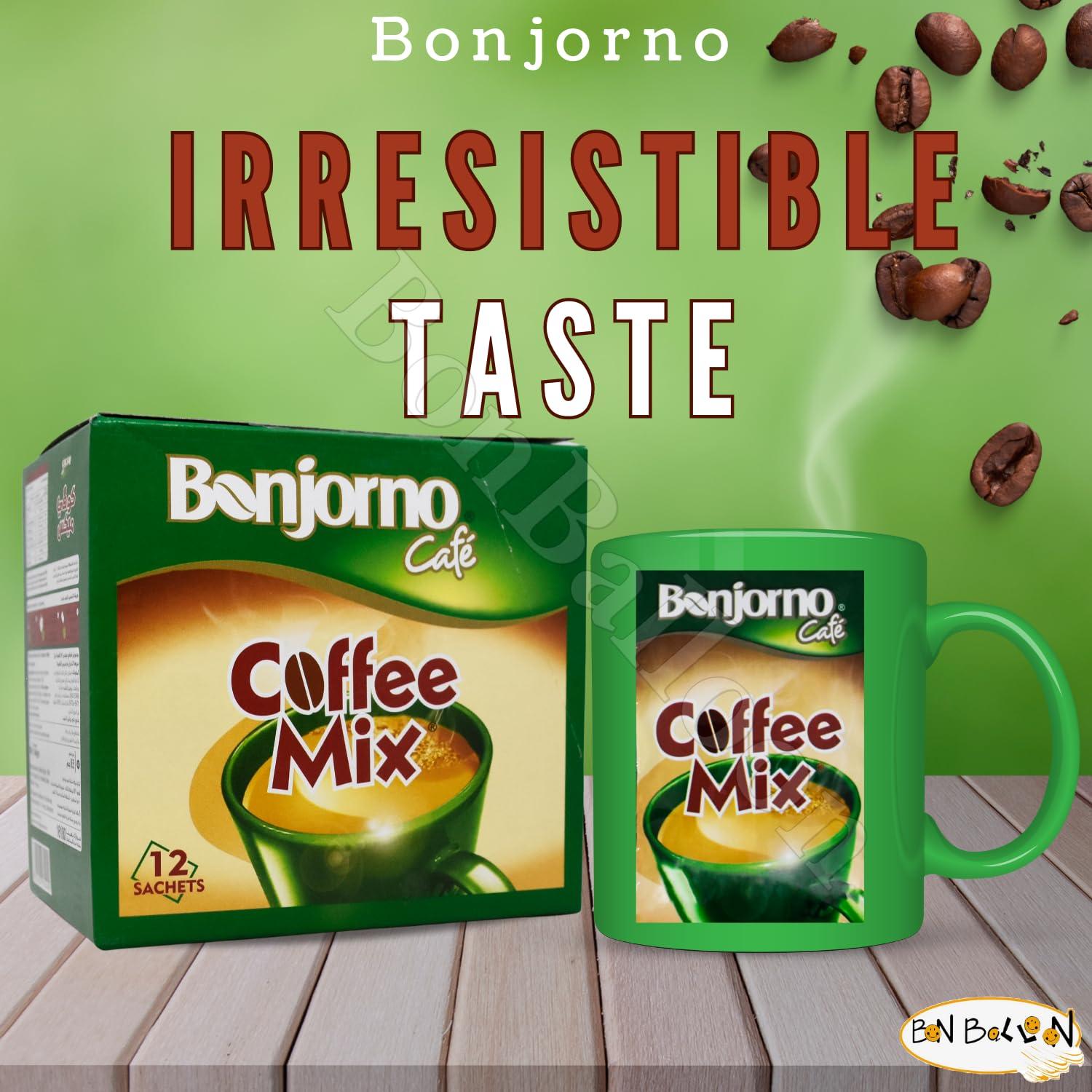 bonballoon Coffee Mix Bonjorno Cafe 2x1 With Instant Coffee & Creamer (1 Pack = 12 Sachets x 0.42 oz / 12 gm) Egyptian Egypt Kosher Halal