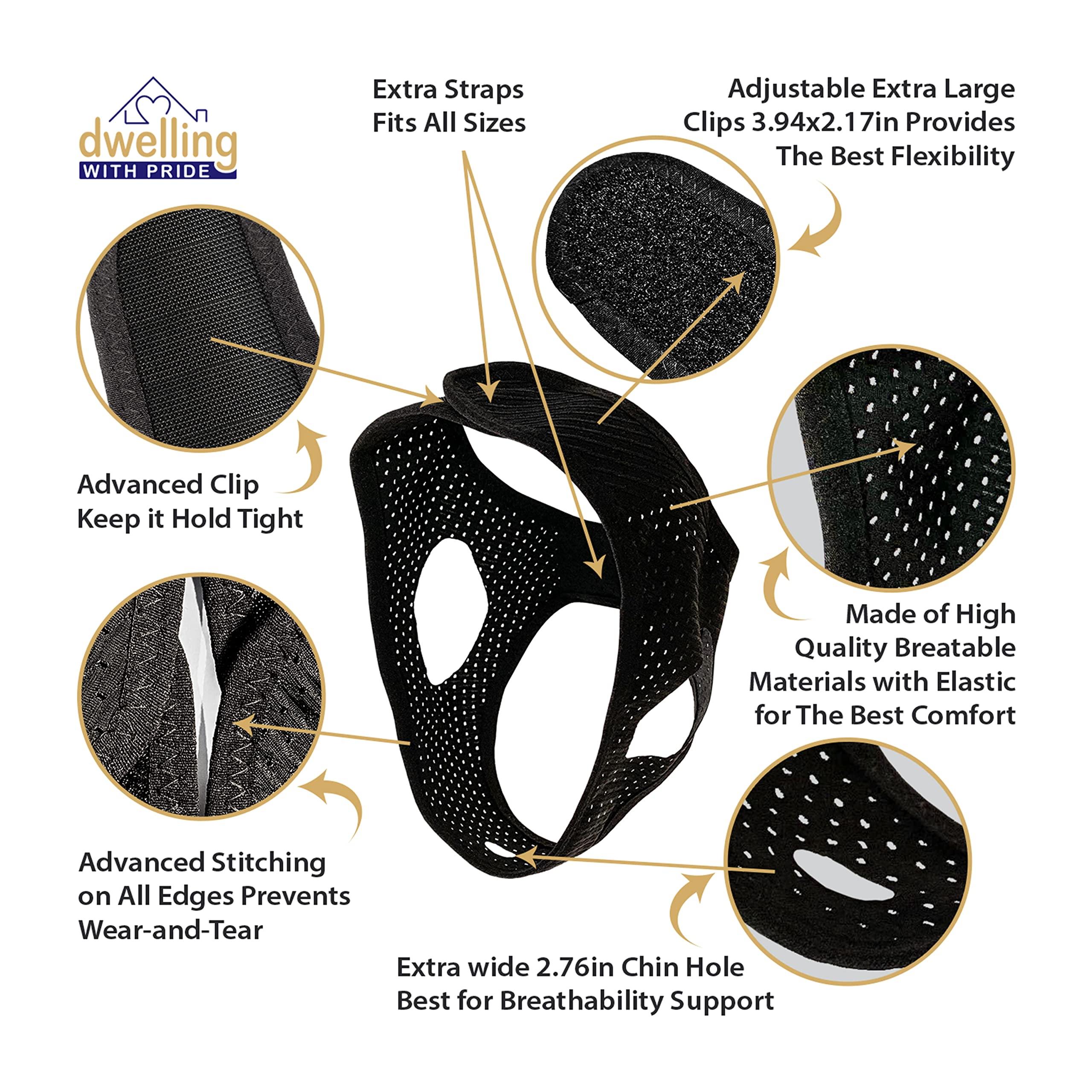 Dwelling With Pride Anti Snore Chin Strap | Anti-Dry Mouth Chin Strap for CPAP Users | Stop Noise | Snoreless Sleeping Solution for Men and Women | Breathing Aid for Snoring