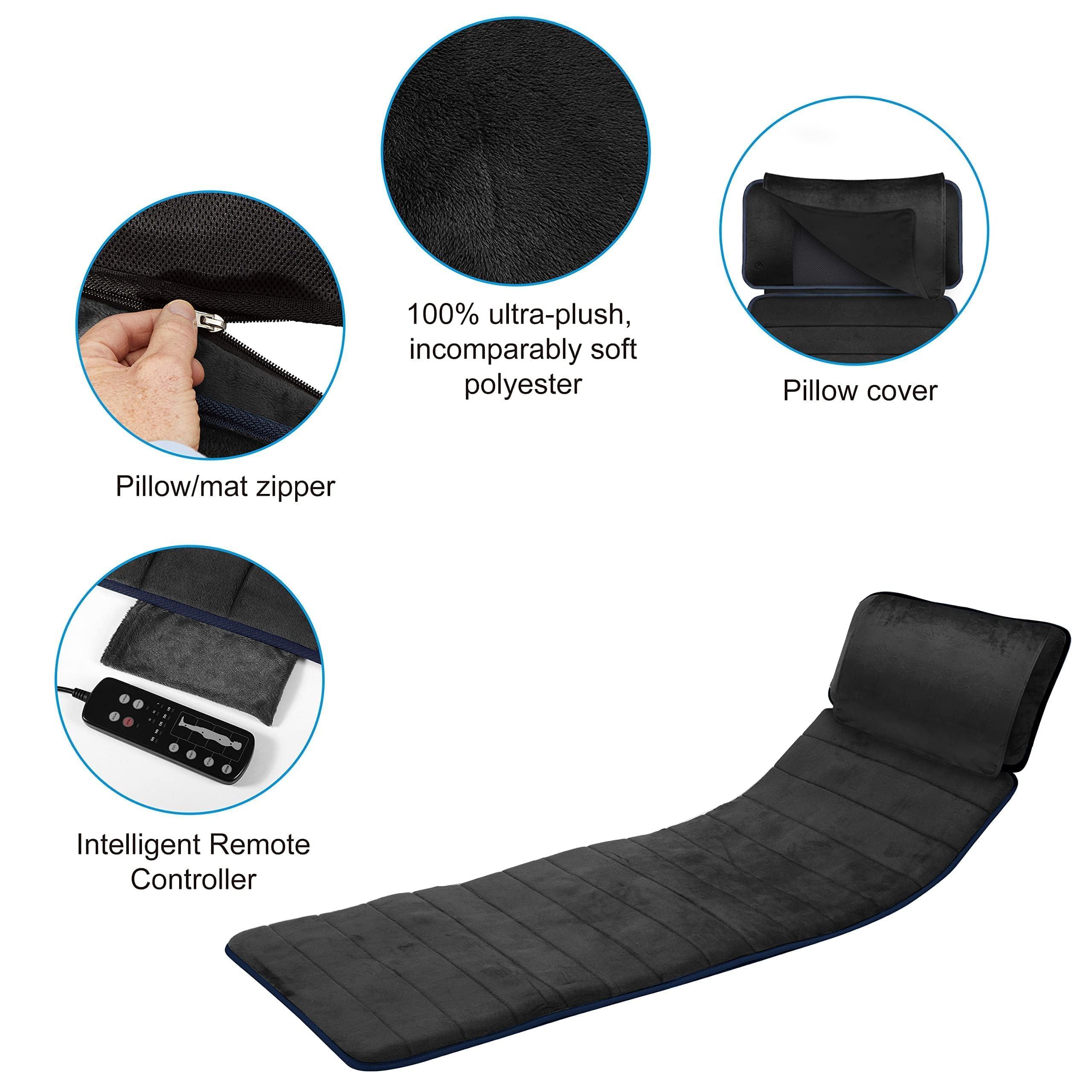 COMFIER COMFIER Full Body Massage Mat,10 Vibrating Motors Massage Pad with APP Control and Movable Shiatsu Neck Massage Pillow, 4 Heating Pads for Neck,Shoulders,Back Massager, Black