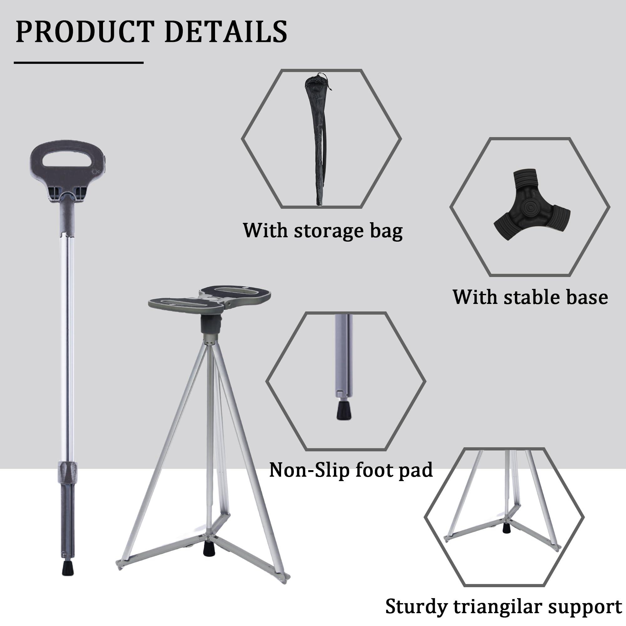 PLOGGING PLOGGING Walking Cane with Seat for Men & Women,Portable Cane Seat with Carry Bag,Lightweight Anti-Slip Walking Stick for Seniors & Adults,Foldable Adjustable Cane Chair for Travel Hiking