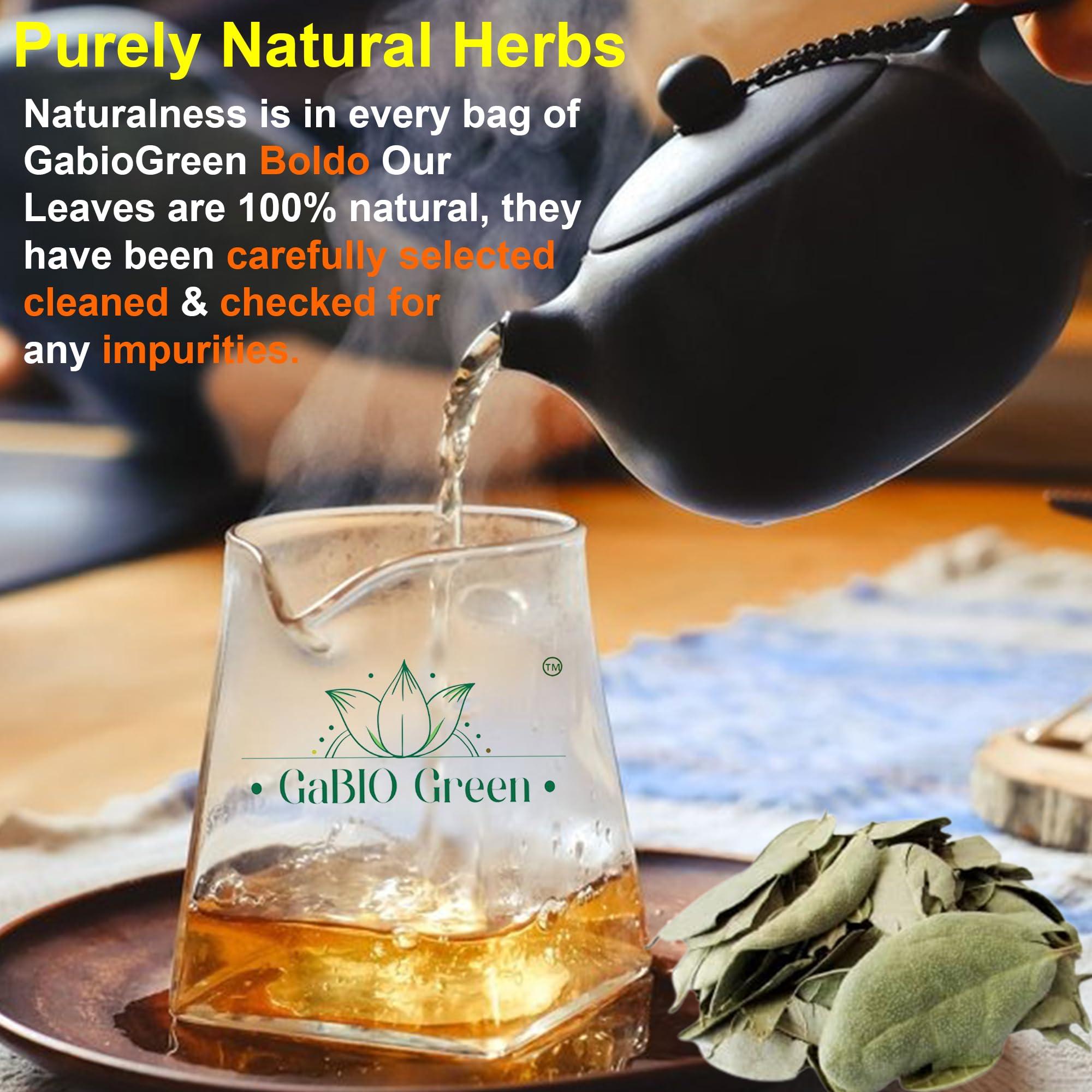 Gabio Green Boldo Dried Leaves, (3oz/85 GR) whole Boldo Leaf, 100% Natural Detox, Hojas De Boldo, Peumus Boldus Herbal Tea, Boldo Tea, Packaged in The USA (3oz)