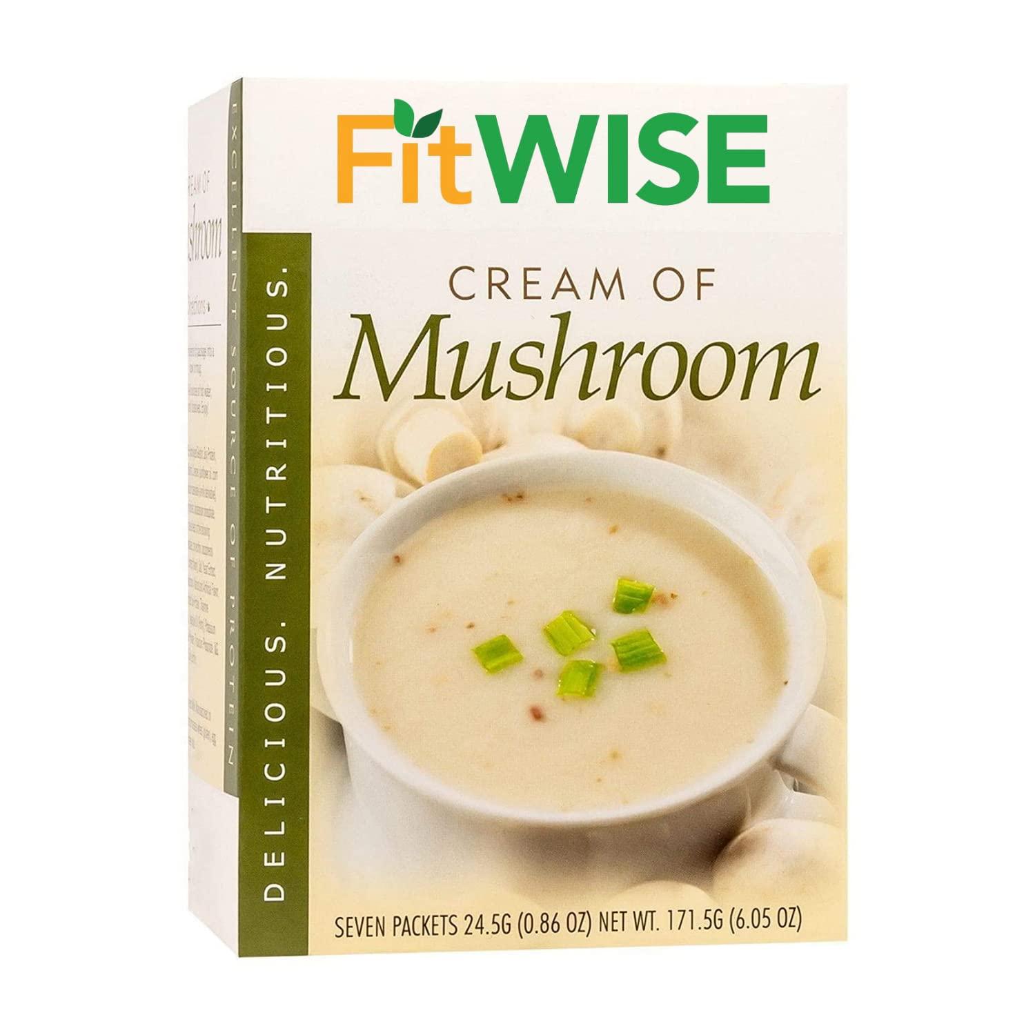 FITWISE FITWISE - High Protein Soup, 15g Protein, Low Calorie, Low Fat, Low Carb, Ideal Protein Compatible, 7 Servings Per Box (Cream of Mushroom)