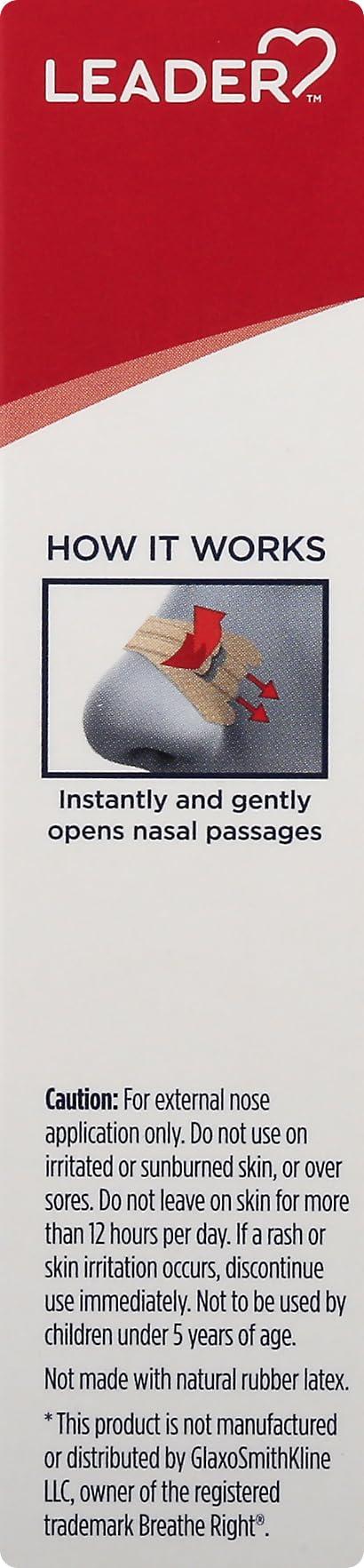 ASO Corporation Leader Nasal Strips Tan Large, 30 Count per Box Reduces Snoring and Improves Breathing (4 Boxes)