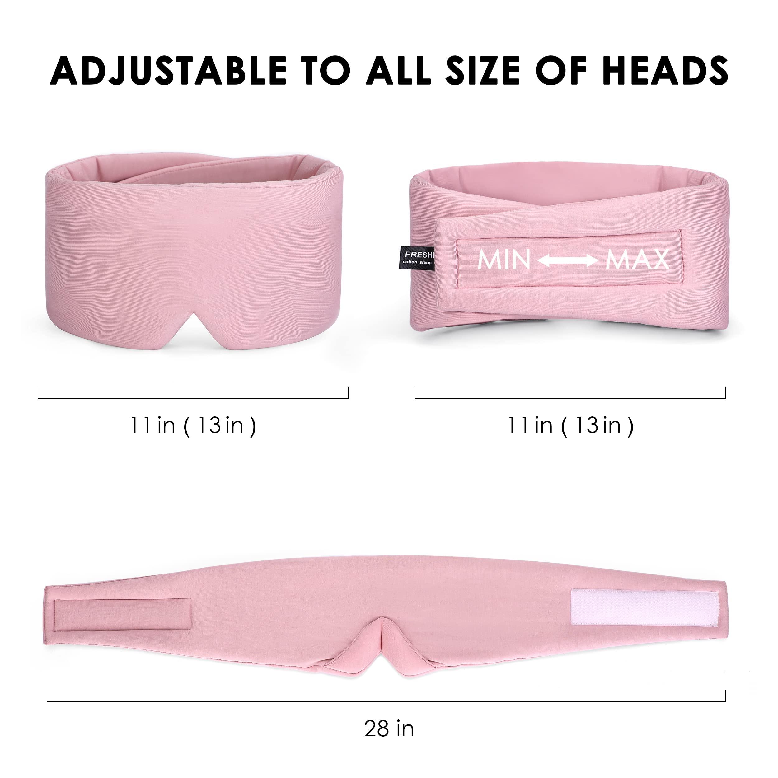 FRESHME FRESHME Cotton Sleep Mask Blackout - Handmade Eye Mask for Sleeping Eye Shade Cover Sleep Mask for Women Men Girl Soft and Breathable Adjustable Blinder Light Blocking Pink Airplane with Travel Pouch