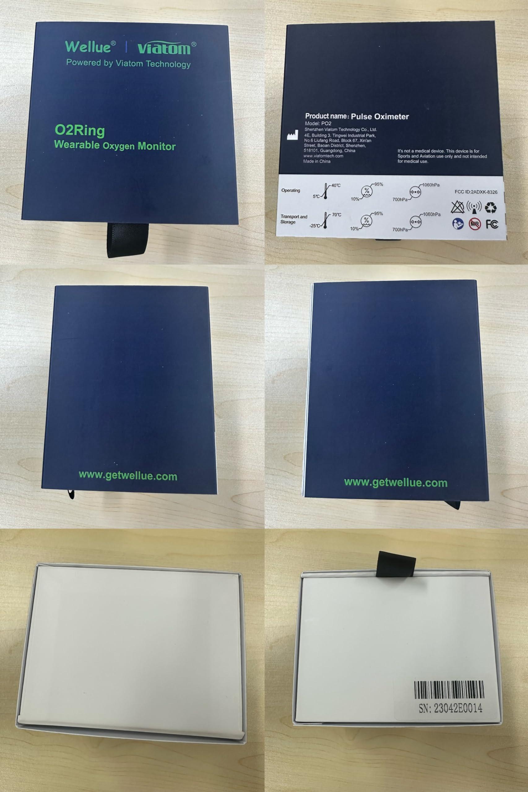 Wellue Wellue O2Ring Oxygen Monitor with Vibration Reminder - Bluetooth O2 Pulse Oximeter Rechargeable, Continuous Recording of SpO2 & PR, Blood Oxygen Saturation Tracker with Free APP & PC Reports