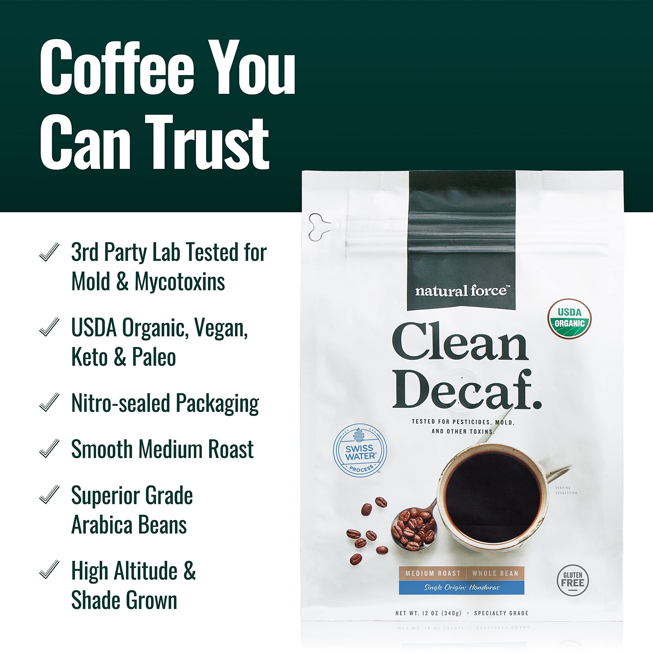 Natural Force Natural Force Clean Decaf Coffee + Organic Pure C8 MCT Oil Bundle 100% C8 MCTs & Mold & Mycotoxin Free Coffee Non-GMO, Keto, Paleo, and Vegan - 12 Oz and 32 Oz