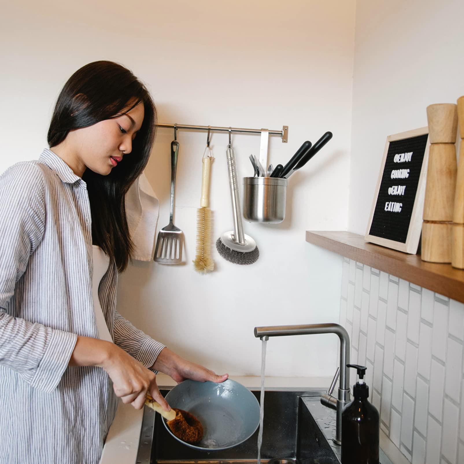 UPKOCH Wire Brush Brush: Helper Scrubber Dish Scouring Bowl Brush Steel Pot Practical Stainless Dishes Sturdy with Wok Ball for Dishwashing Pads Sink Pan Convenient Elastic