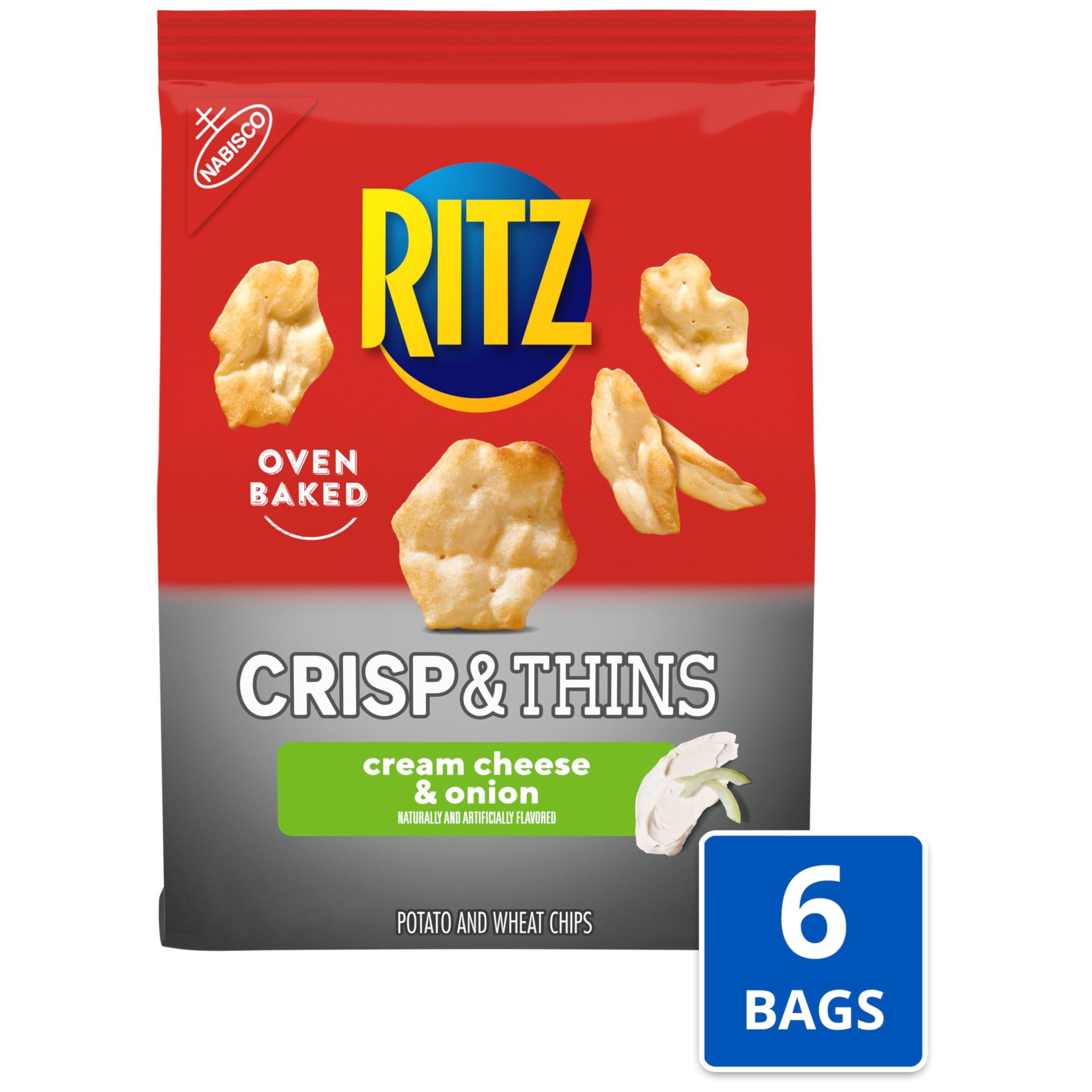 Ritz RITZ Crisp and Thins Cream Cheese and Onion Chips, 6 - 7.1 oz Bags