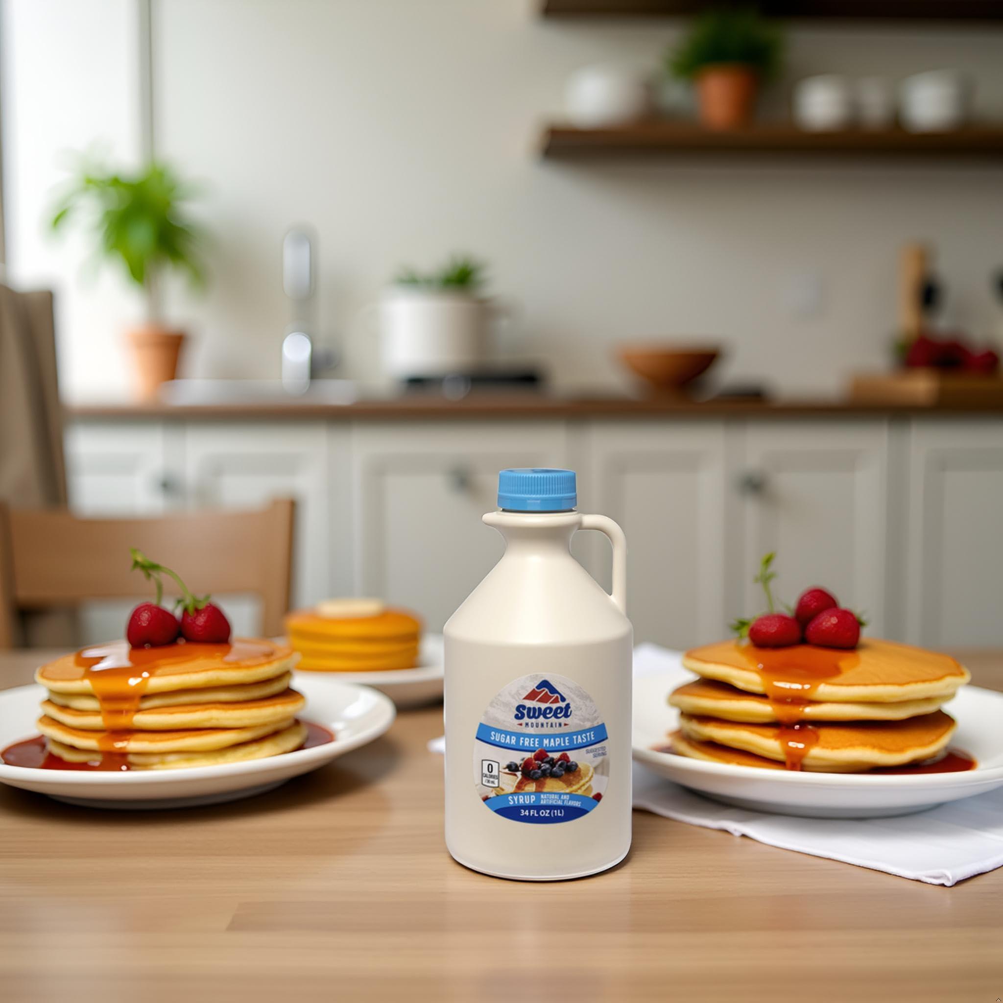 Sweet Mountain Sweet Mountain - Sugar Free Maple Taste Syrup (34 FL OZ) | Keto Friendly, 0g Carbs, 0 Calories, Diabetic Friendly