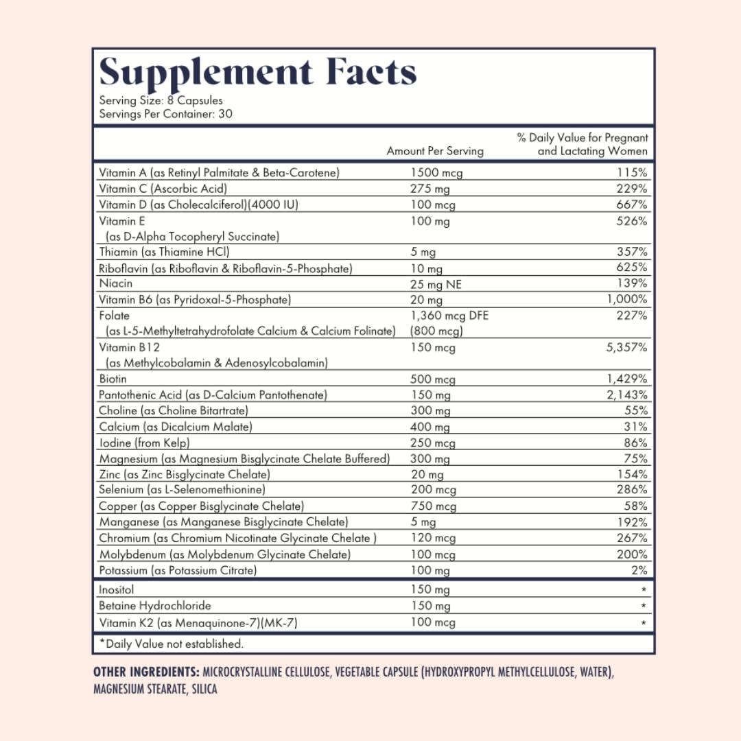 FullWell FullWell Prenatal Vitamins Lemon | choline, folate, vitamin D for fetal growth, brain development | 26 Vital Nutrients | Dietitian-formulated, OBGYN recommended, non-GMO, 3rd Party tested, 60 Servings