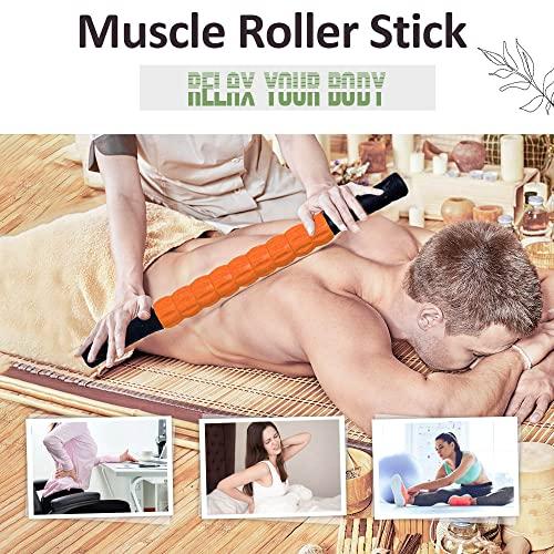 SALIHERI Muscle Roller, Lipo Roller Lymphatic Massager Lipo Massager After Surgery Recovery Muscle Roller Stick Muscle Roller for Legs Massager Roller for Muscles Deep Tissue, Lymphatic Drainage, Orange/Black