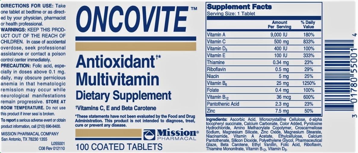 AB Oncovite Antioxidant Multivitamin, Coated Tablets 100 ea