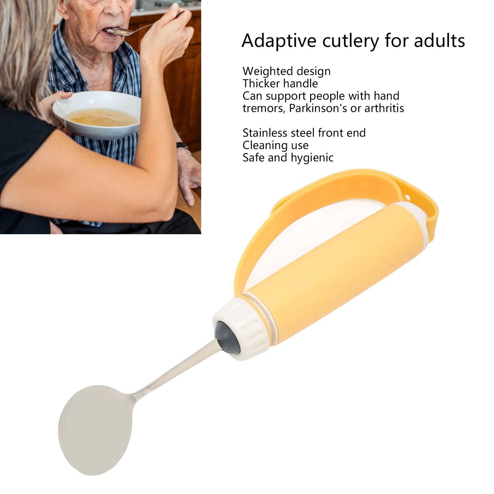 TITA-DONG Stainless Steel Adaptive Utensils, Weighted Easy Grip Adaptive Spoon with Non Slip Handle, Practical Eating Aids Spoon for Arthritis Disabled Patient Parkinsons Tremors