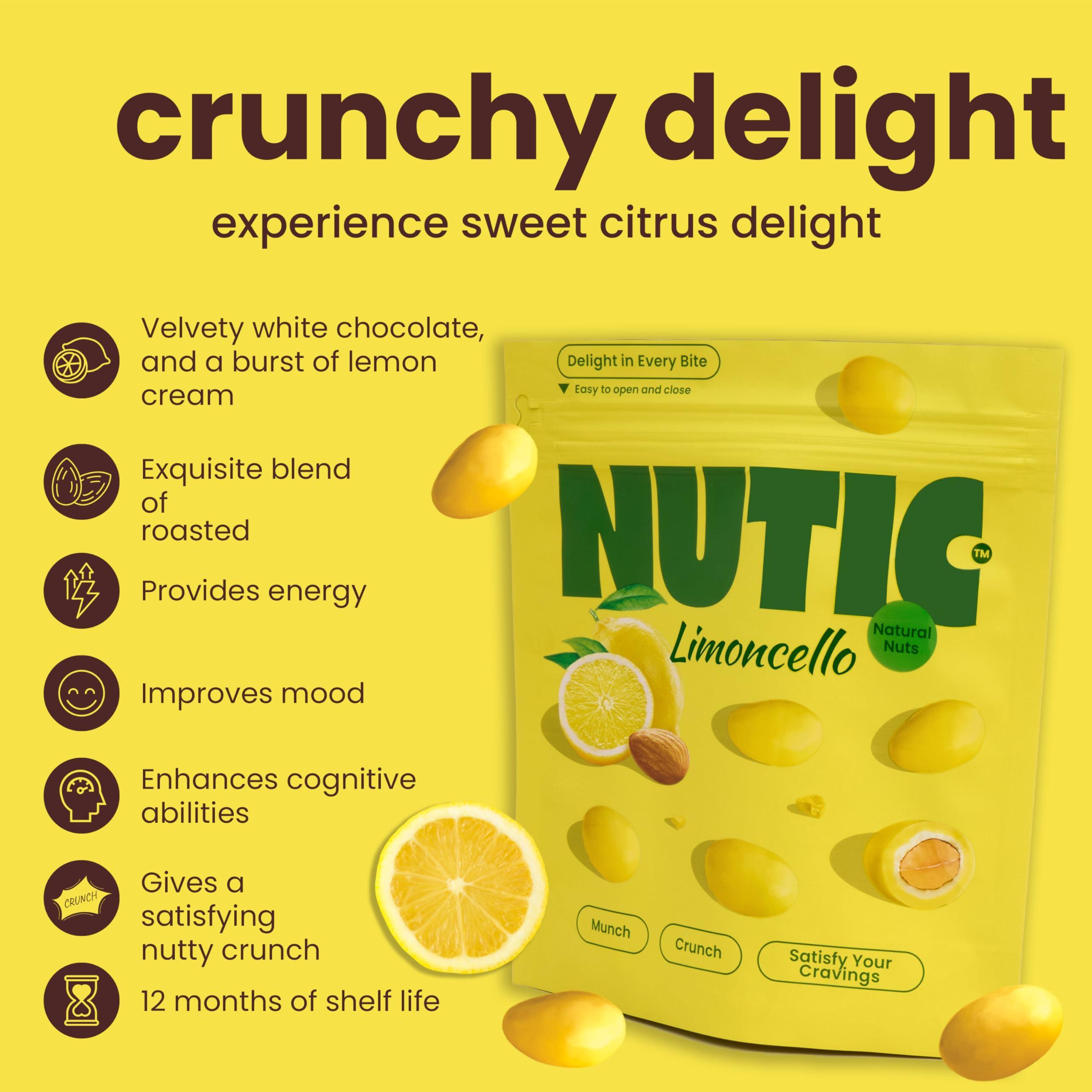 Nutic Nutic Lemoncello Chocolate Covered Almonds - 5 Lb. Roasted Almond in White Chocolate & Lemon Creme Candy. Citrus Bliss Flavors for Perfect Snacks & Gifts, Made in USA - (Pack of 1)