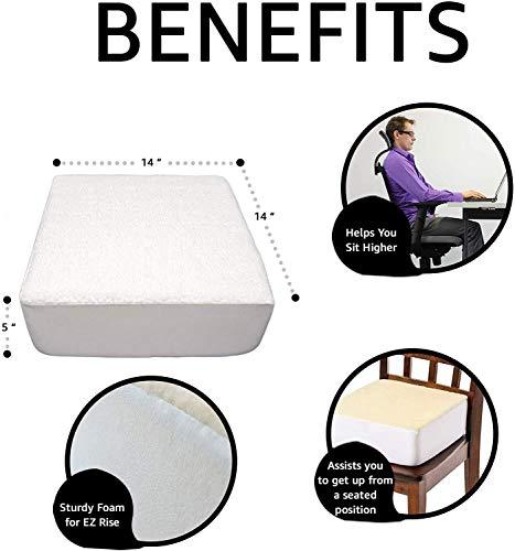 Comfort Finds Comfort Finds Rise with Ease Seat Cushion - Thick Firm Chair Cushion Booster - Extra Thick Foam Pad for Home, Patio, Office and Car Seats - Extra Supportive Lift - 14 X 14 X 5 (Sherpa Cream) …