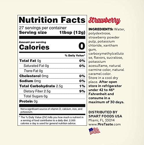 Mrs Taste Mrs Taste Sugar Free Strawberry Syrup, Zero Calories, Zero Sodium, Zero Sugar, High Fiber, Keto Friendly, Paleo Friendly, Condiments and Sauces (11 oz, Strawberry Syrup)