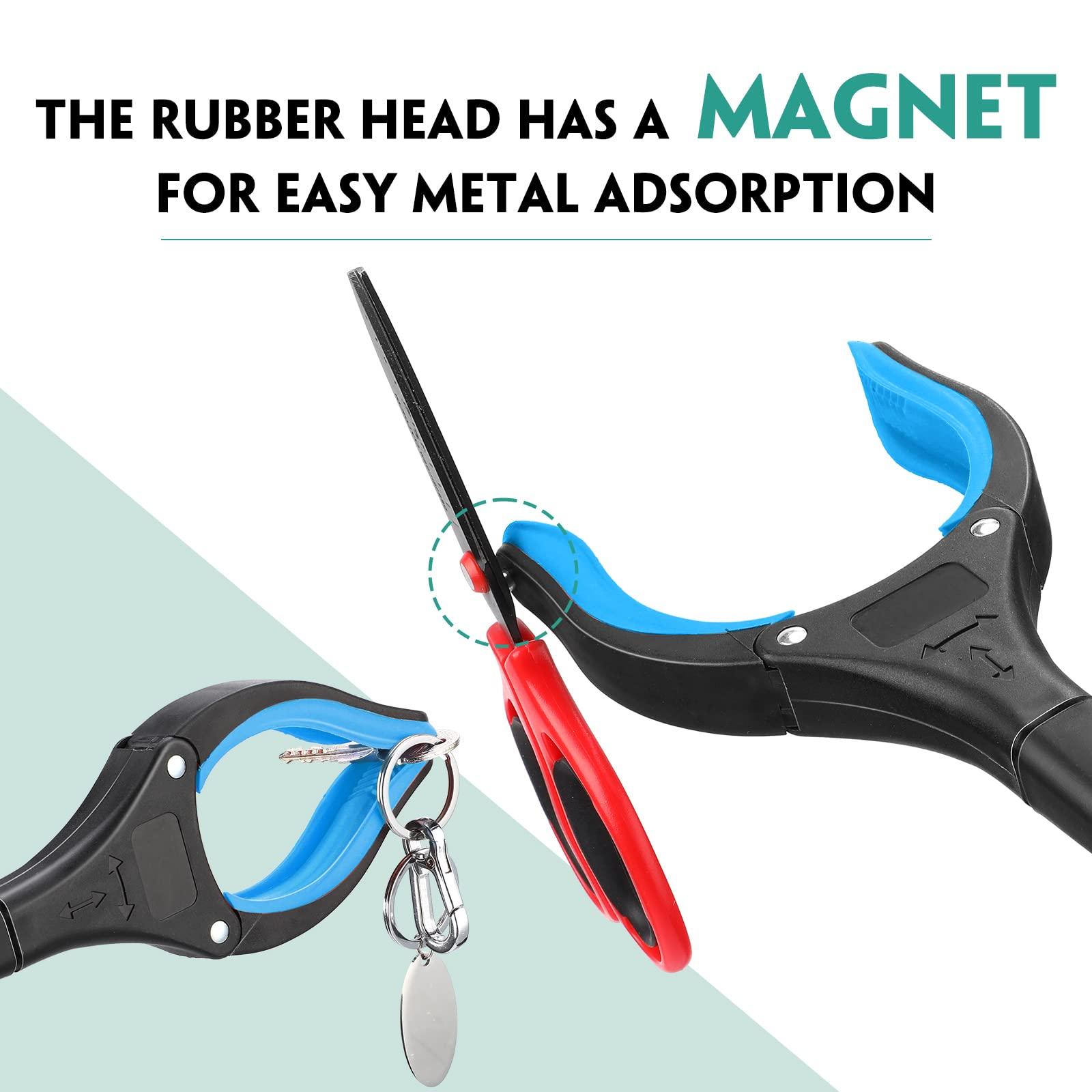 Zopeal 6 Pack Trash Grabber Reacher Tool for Elderly, 32\" Foldable Trash Picker Upper Grabber Long Handy Mobility Aids Lightweight Reaching Tool for Pick Up Stick Arm Extension Litter Claw Picker (Blue)