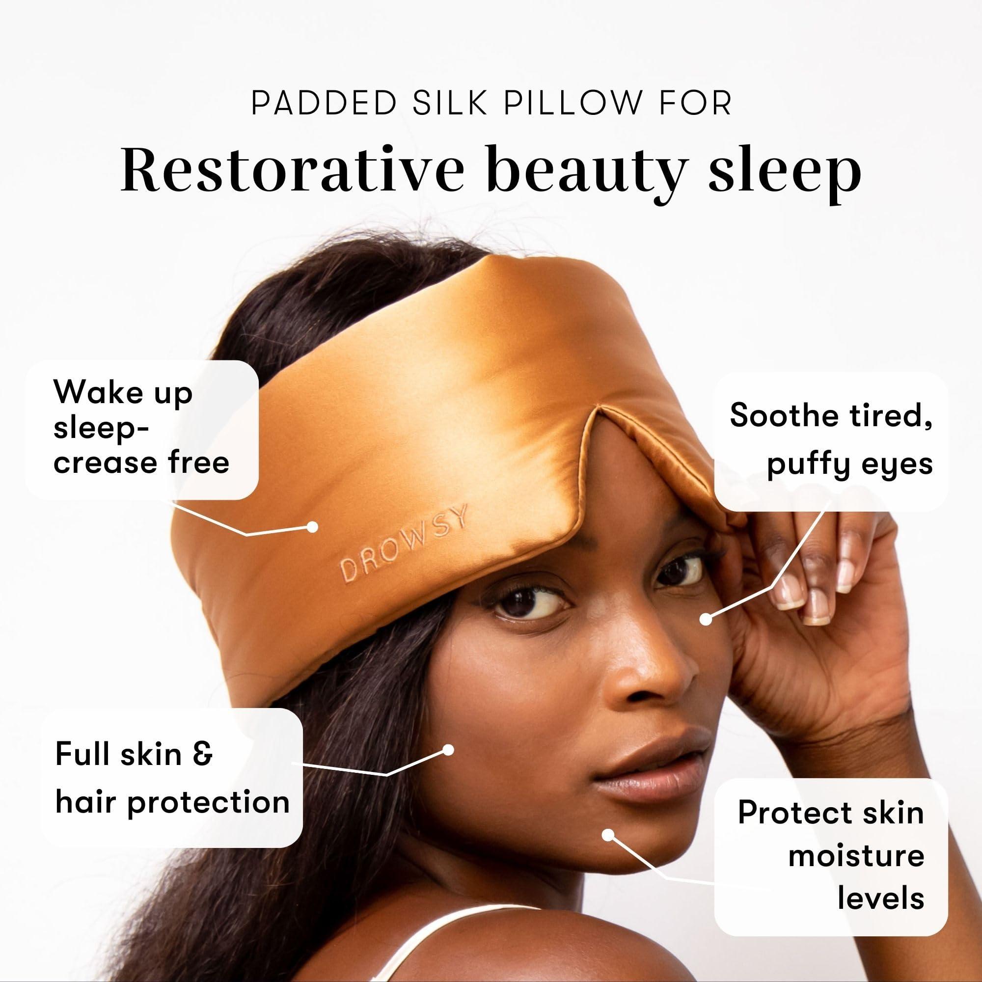 Drowsy DROWSY Silk Sleep Mask. Face-Hugging, Padded Silk Cocoon for Luxury Sleep in Total Darkness. (Pumpkin Spice)