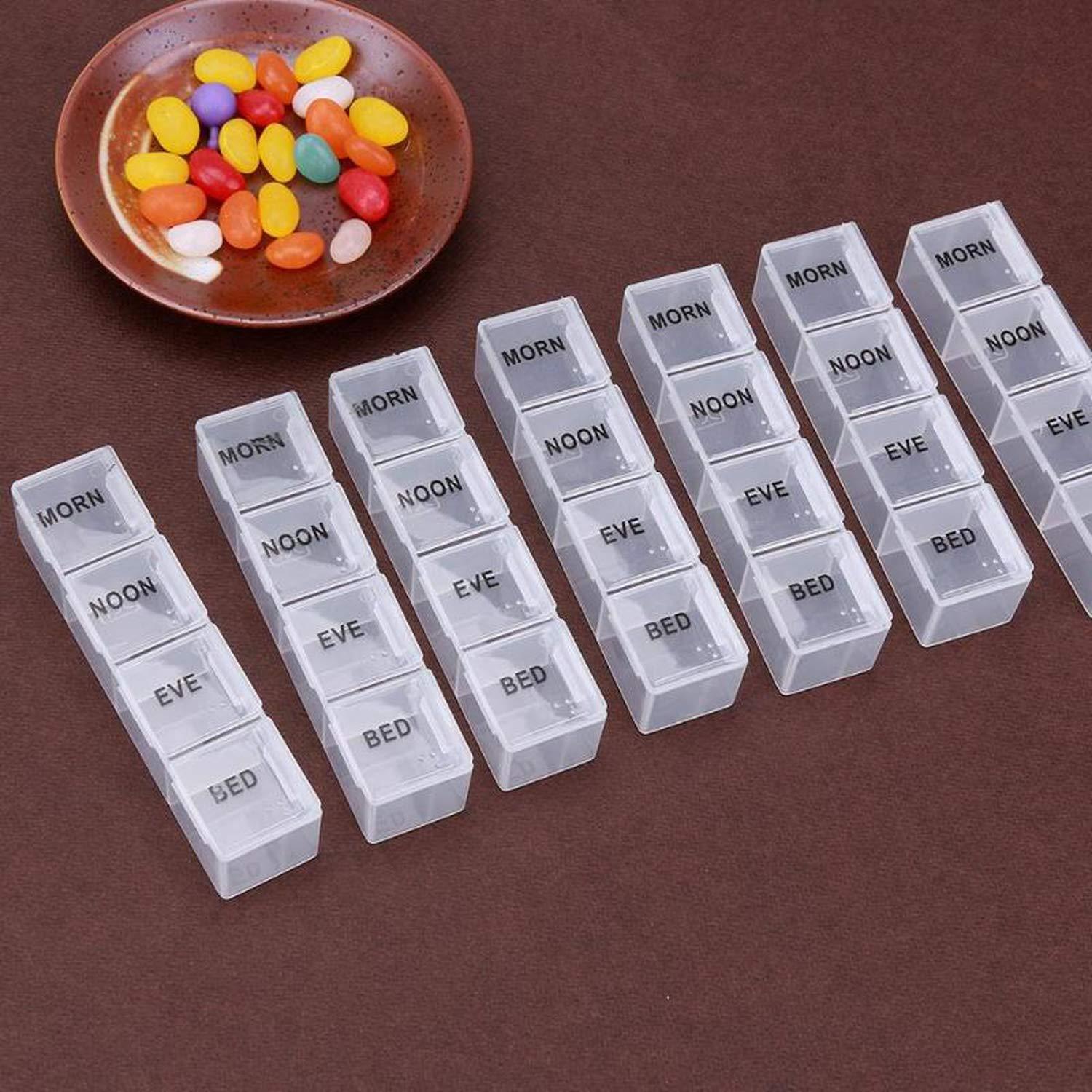 NA NA Pill Wallet with PU Bag Portable 28 Grids Pill Box Tablet 7 Day Weekly Medicine Box Drug Dispenser Tablet Holder Organiser