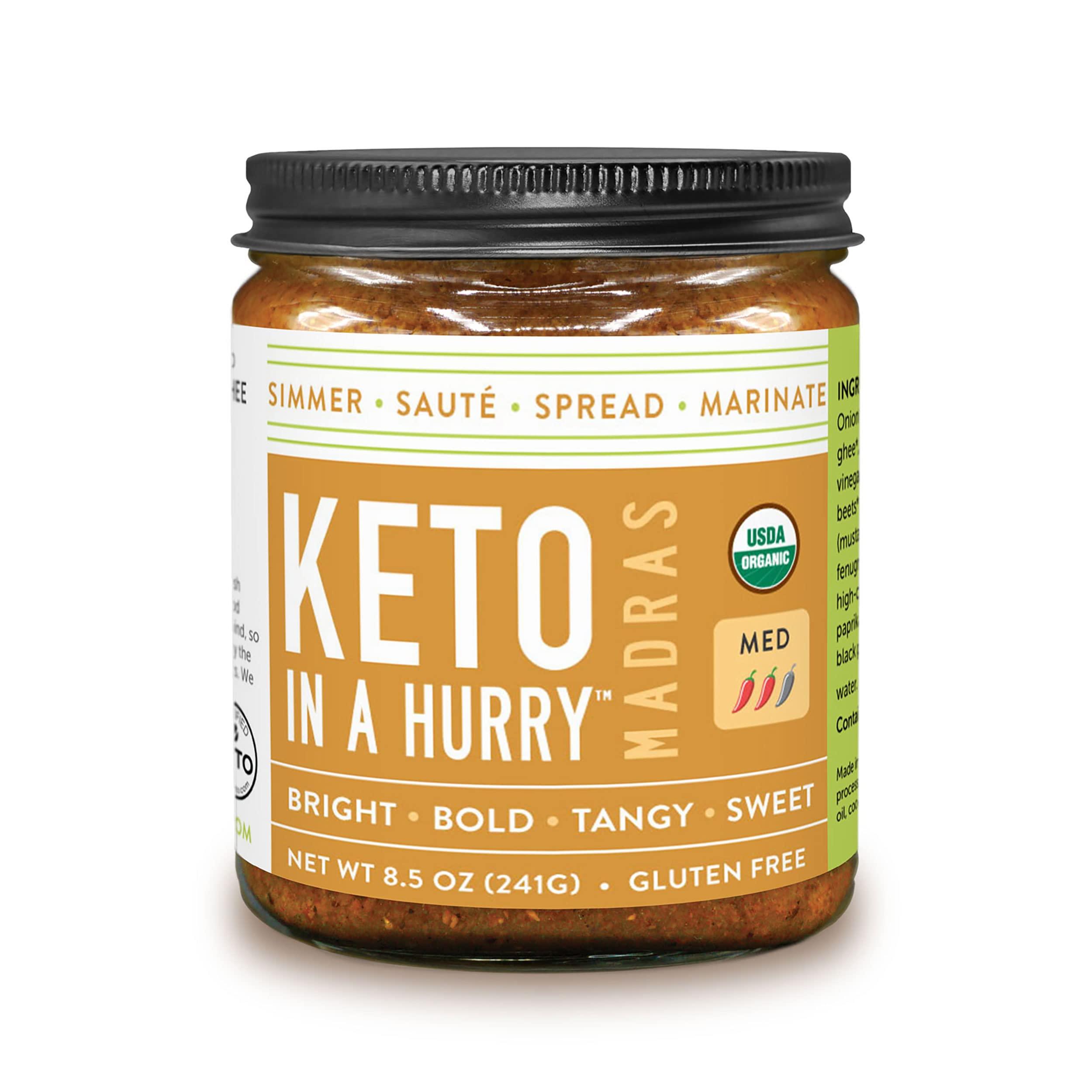 PURE INDIAN FOODS Pure Indian Foods Keto In A Hurry (Madras) 8.5 oz, Certified Ketogenic Organic Curry Seasoning (Concentrate / Paste), No Sugar or Preservatives Added