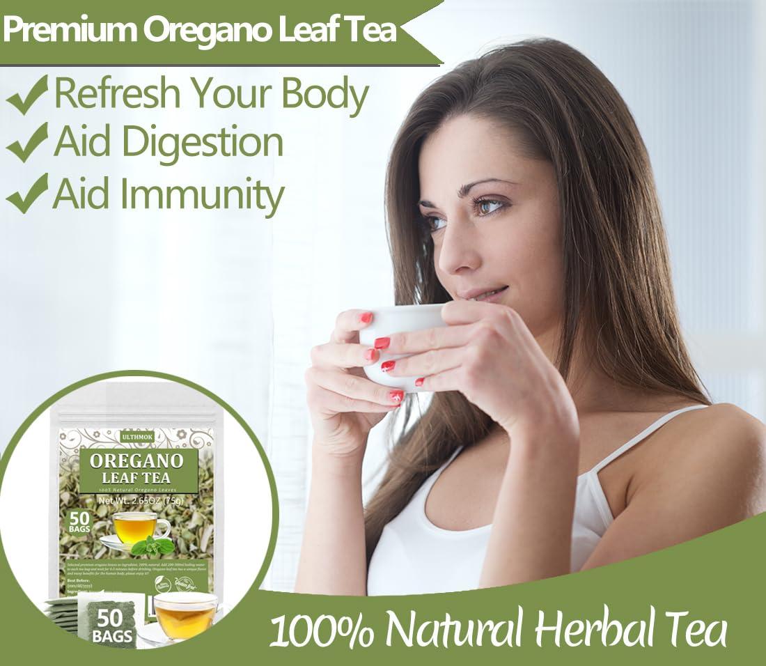 ULTHMOK Premium 50 Oregano Tea Bags, Made with 100% Natural Oregano Leaves, No Additives & Caffeine Free.