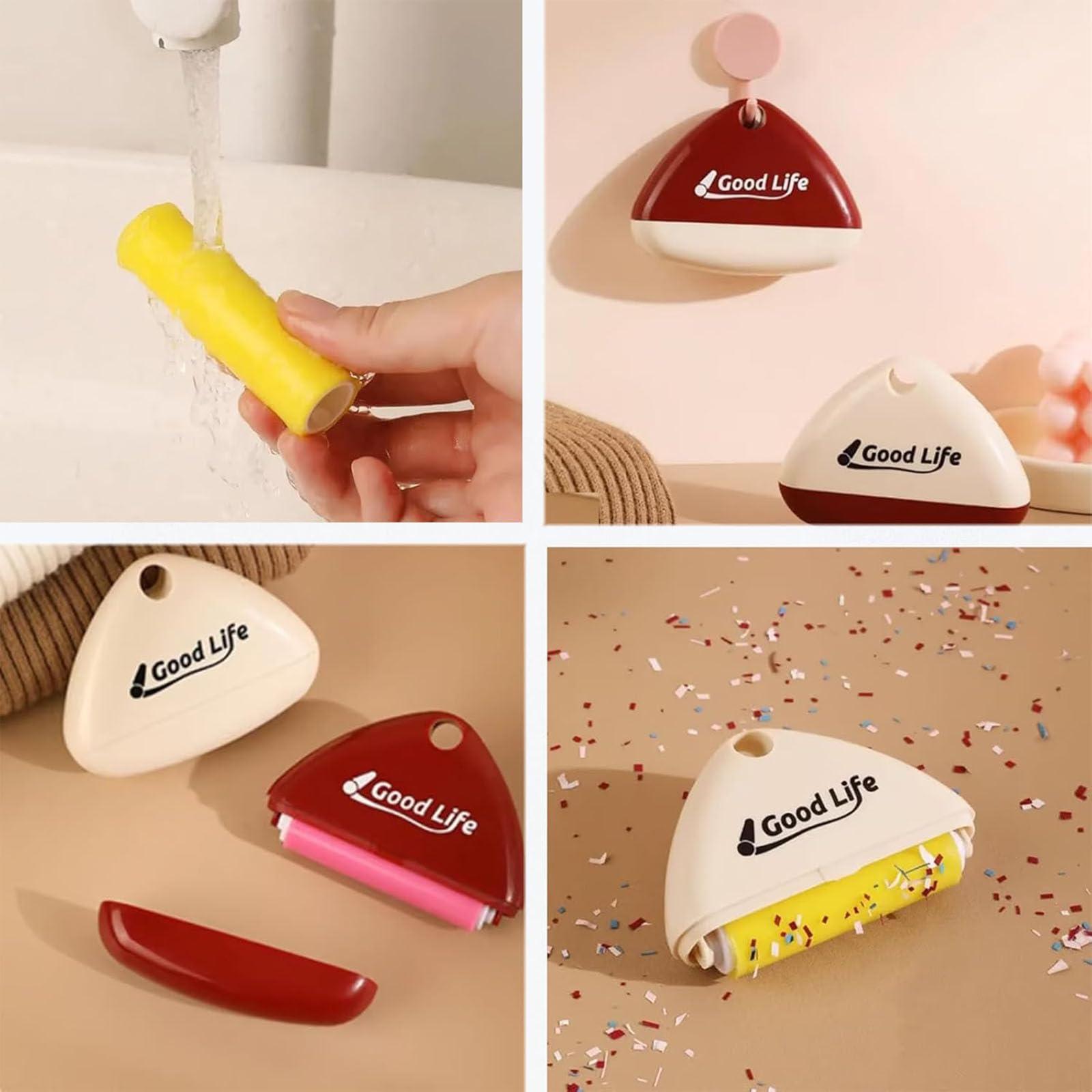 HEYDEZHI Good Life Lint Remover, Reusable Washable Lint Roller - Portable Pet Hair Remover for Clothes (White*3+Red*3)