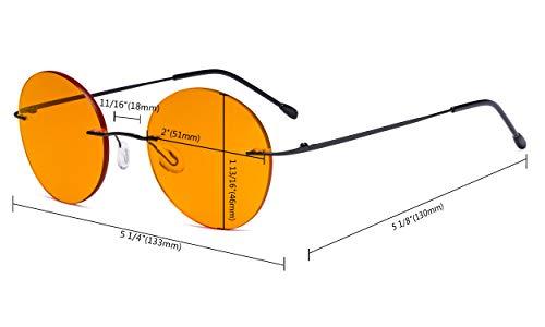 Eyekepper Eyekepper Frameless Blue Light Blocking Glasses with Orange Tinted Lens for Sleeping - Round Rimless Computer Reading Glasses Men Women Black +1.25