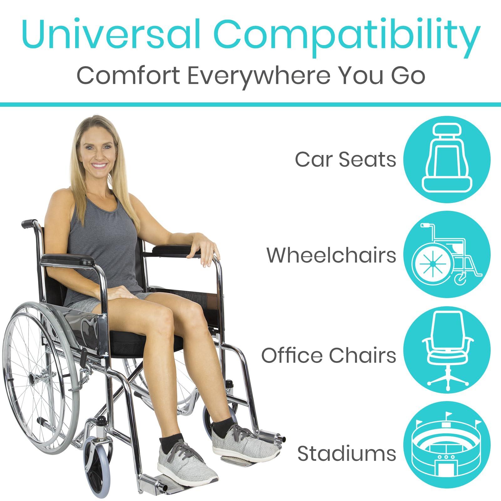 Vive Vive Wheelchair Cushion - Gel Seat Pad for Coccyx, Orthopedic Back Support, Sciatica & Tailbone Pain Relief - Waterproof Cover + 4 Layer Foam Support and Comfort - for Pressure Sores (22\" x 18\" x 3\")