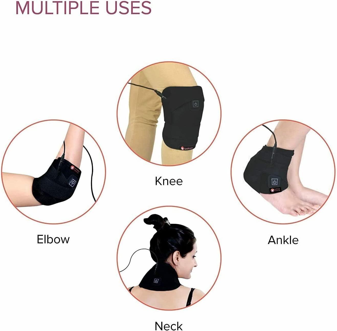 sainio sainio 3 in 1 Electric Heating Pad for Knee Pain Relief (Black) | Ideal for Knee, Elbow