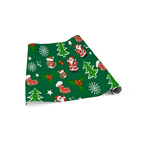 Vantaso Christmas Tree Santa Green Wrapping Paper Rolls for Birthday Weddings Holiday Pack of 3 Roll Gift Wrapping Paper 23 x 58 inch Per roll