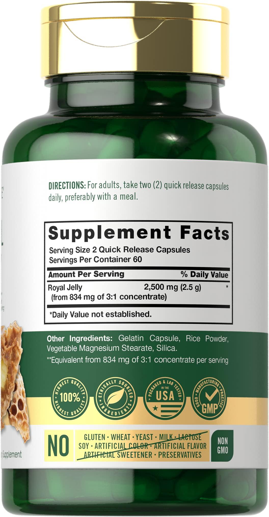 Carlyle Carlyle Royal Jelly Capsule | 2500mg | 120 Count | Non-GMO and Gluten Free Formula | Traditional Supplement