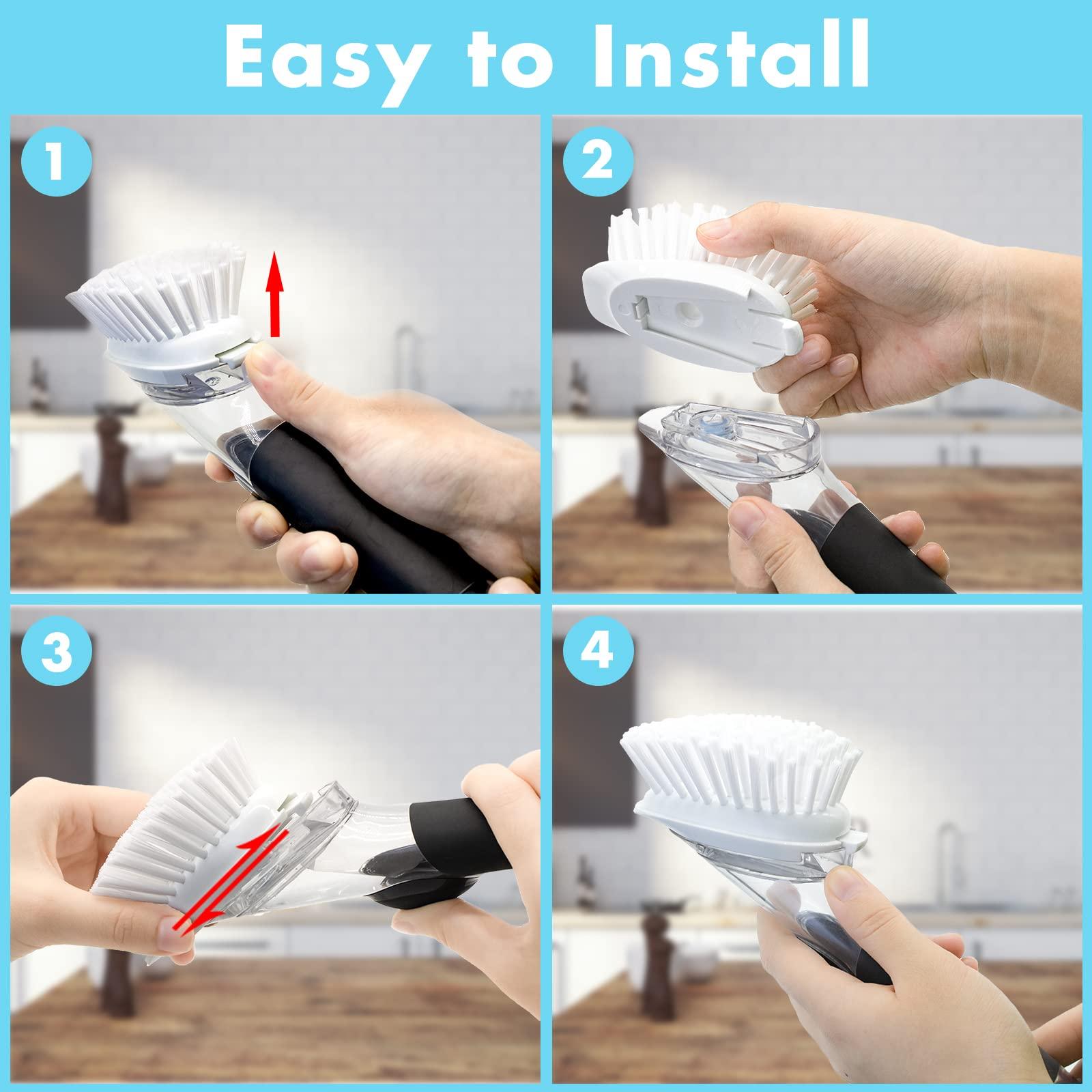 Pamrack Dish Brush Refill, 4 Pack Soap Dispensing Dish Brush Refills, Dish Brush Replacement Head for OXO Dish Brush, Brush Dispenser Refill Fits Soap Dispensing Handle