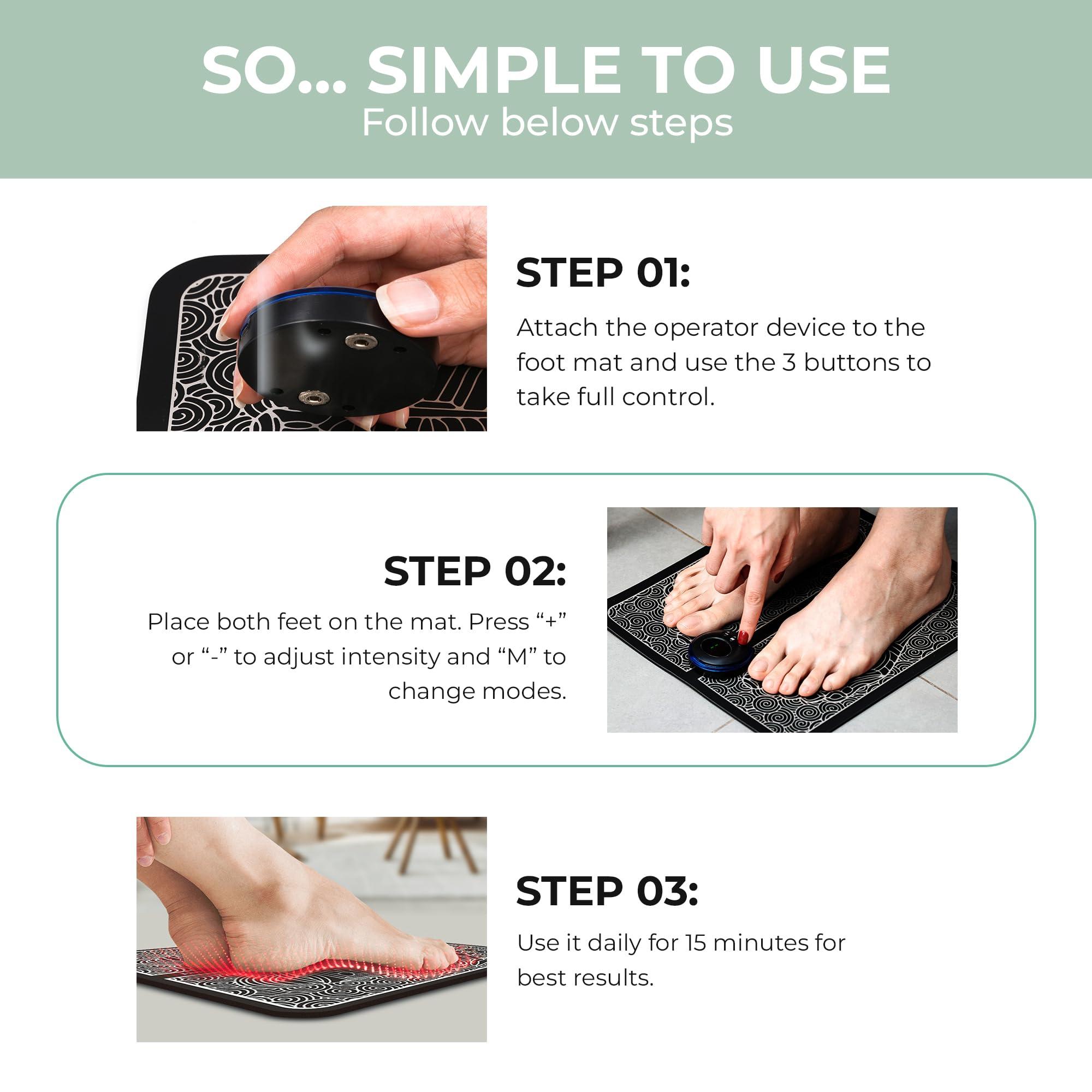 nooro nooro Portable Foot Massager - Soothing Comfort & Revitalization for Tired Feet, 15 Minute Massage with 6 Settings, Pulse Sensation with Deep Tissue Results