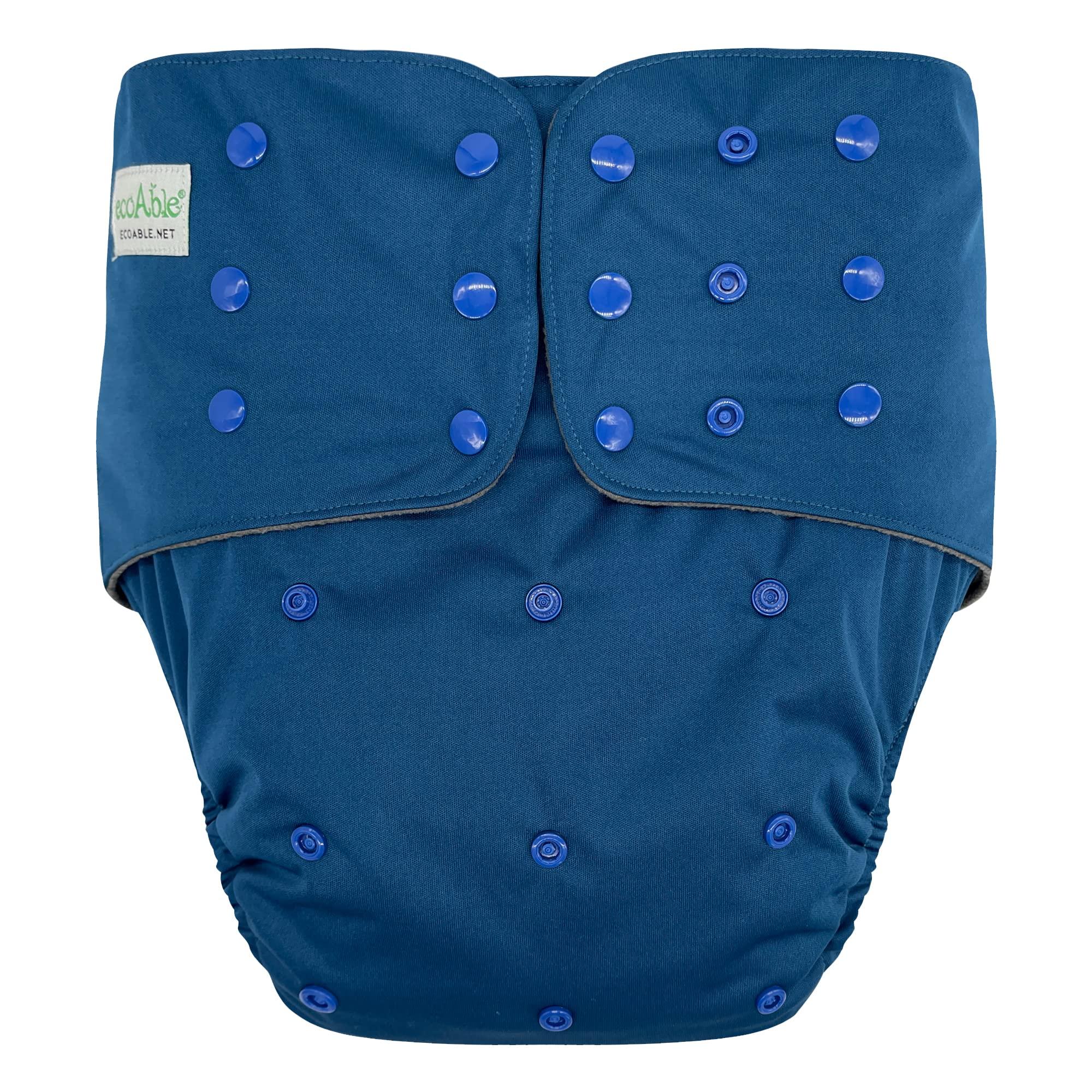 Ecoable Adult Pocket Cloth Diaper 2.0: Reusable Incontinence Protection Briefs for Special Needs Teens, Men and Women (Small, Navy Blue)