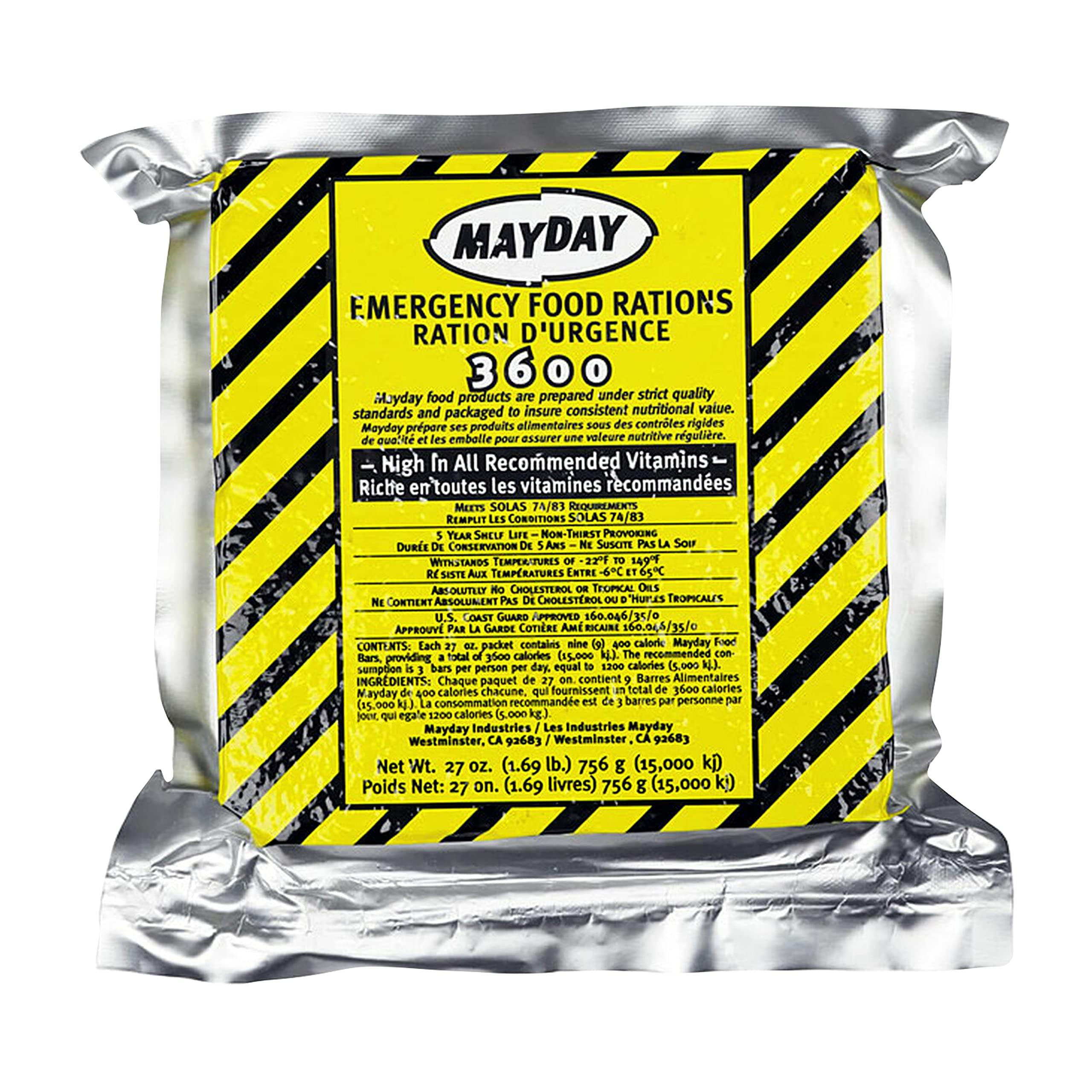 Mayday Mayday Food Bars Emergency 3600 Calorie Food Bars (20 per case) weight 39 lbs