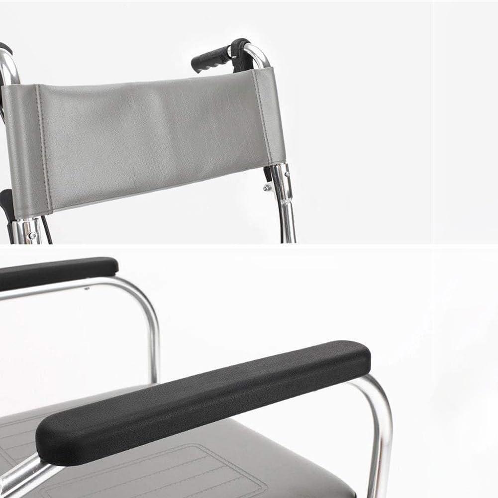 KK-GAL KK-GAL Indoor Wheelchair for Elderly, Portable Wheelchair with Hand Brake, Bathroom Shower Chair with Wheels, Multifunctional Shower Stool Shower Seat, Lightweight Aluminum Wheelchair,Standard