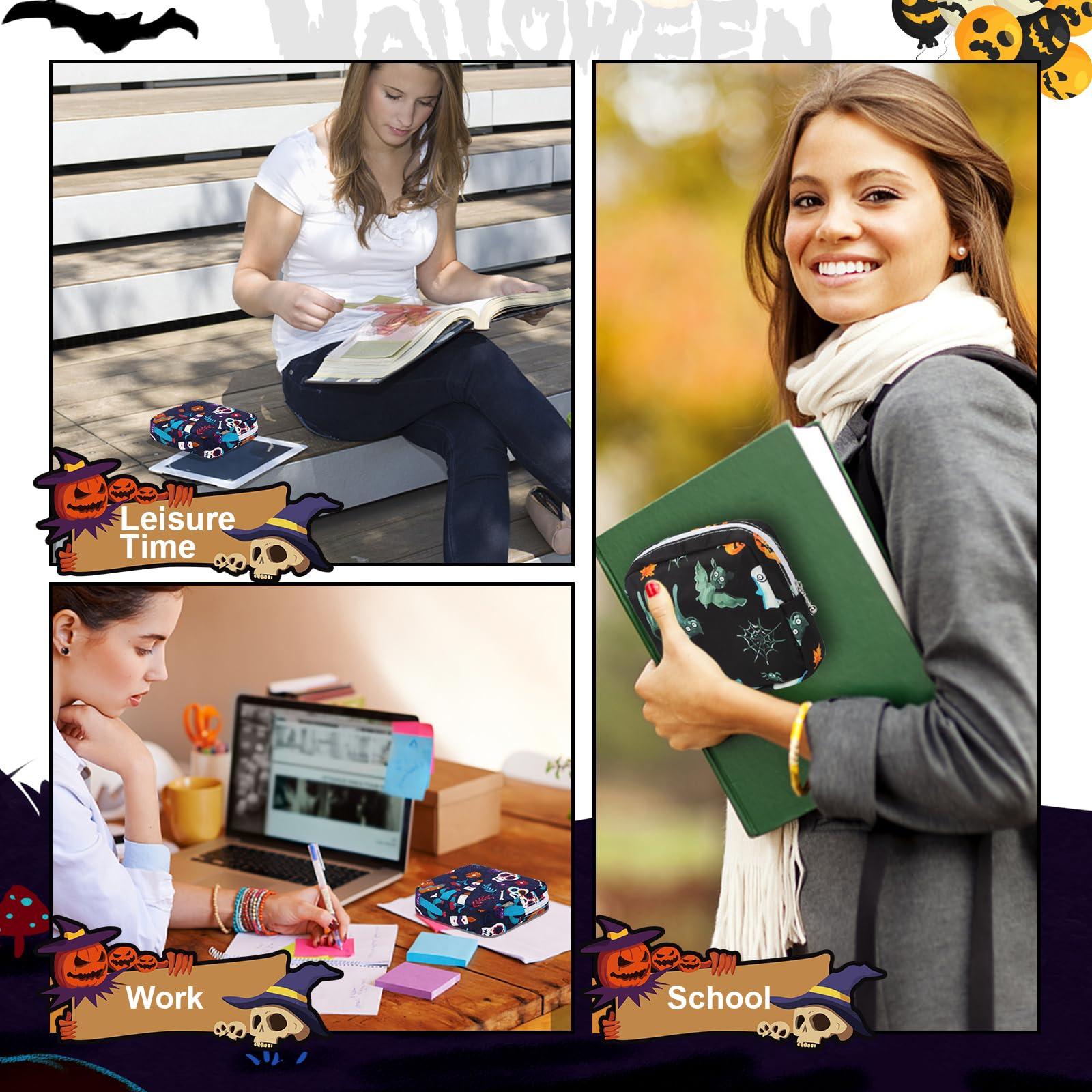 Likesing Likesing Period Bag Pouch, Canvas Sanitary Napkin Storage Bag for Girls Womens, Portable Sanitary Napkin Period Pad Pouch Bag for Purse, Small Make Up Bags(Halloween)