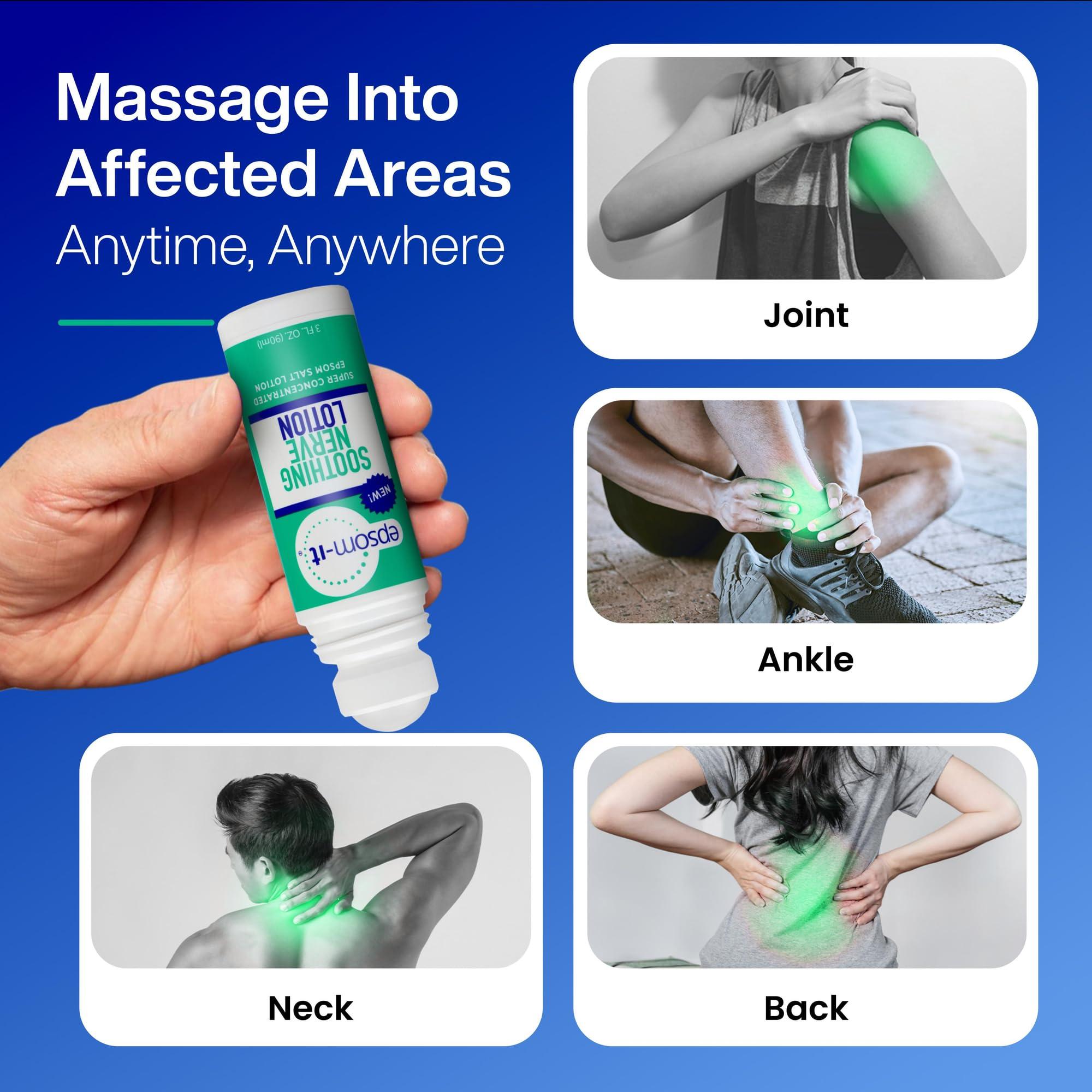 EPSOM-IT EPSOM-IT Soothing Nerve Lotion - Roll On Epsom Salt Magnesium Lotion, Topical Magnesium Cream with Capsaicin & Arnica for Tired Muscles, Restless Legs and Sleep, 3oz