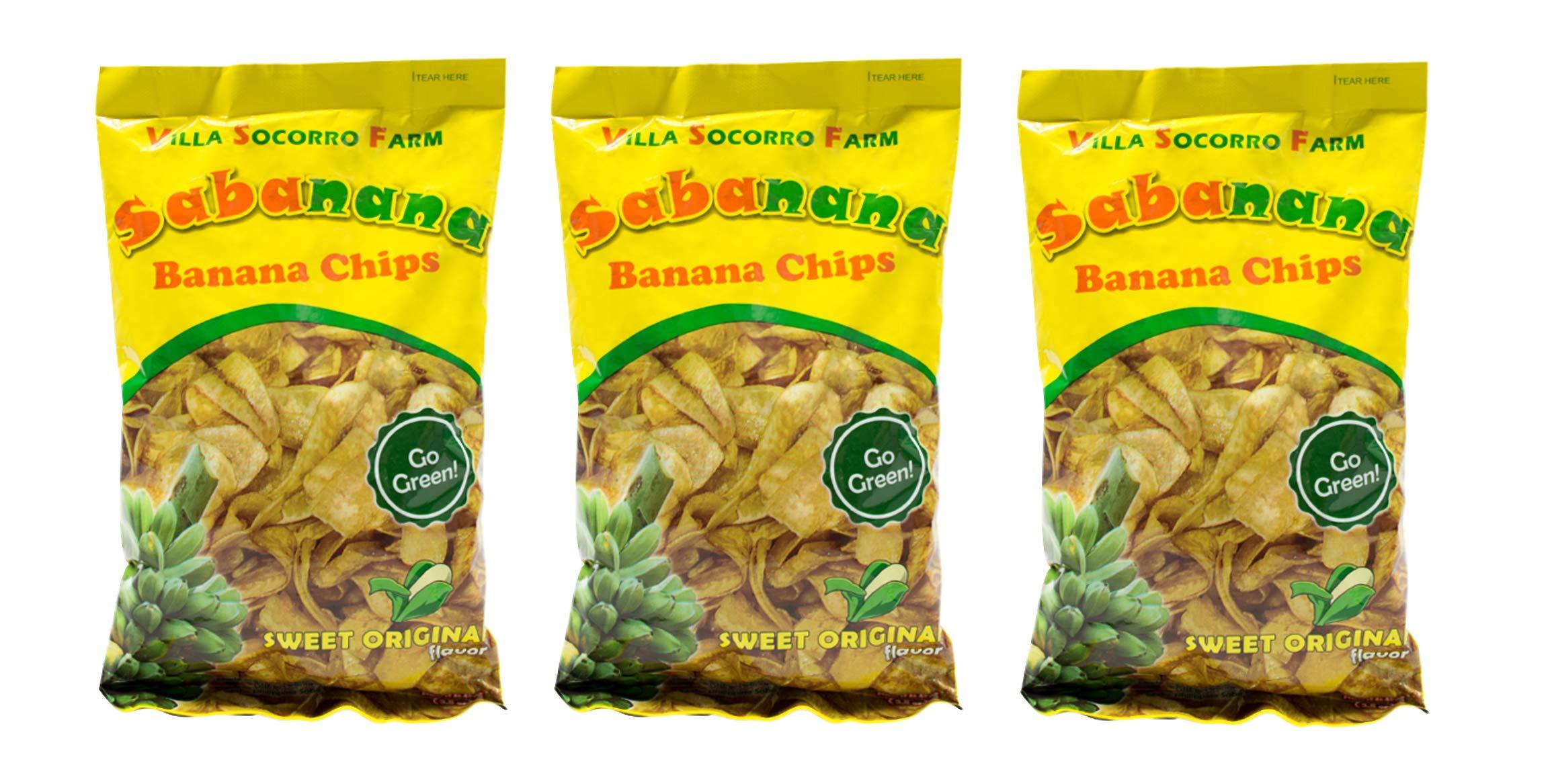 Villa Socorro Farm Villa Socorro Farm Sabanana Banana Chips Sweet Original Flavor 100g, 3 Pack