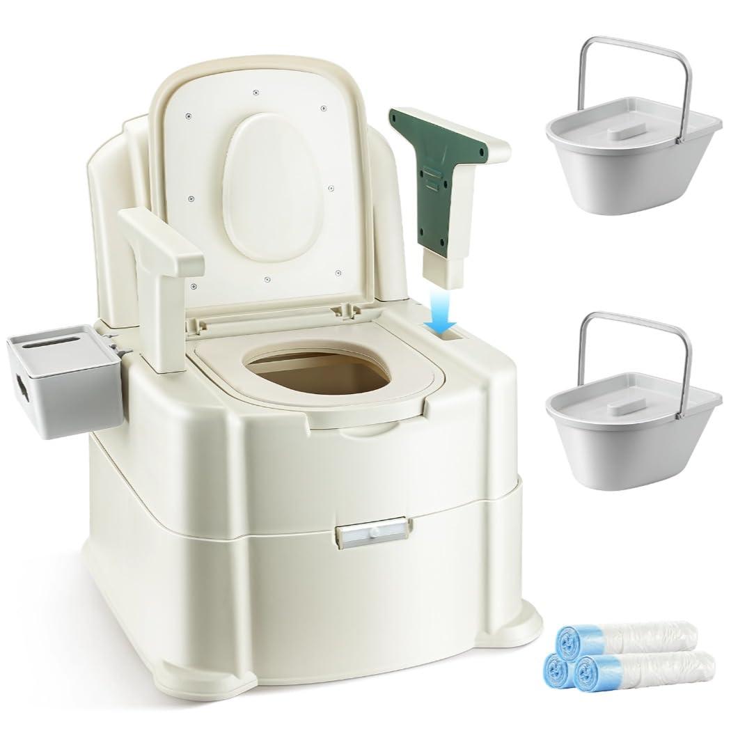 Hybodies Hybodies Bedside Commode, Portable Toilet for Adults, Commode Chair for Toilet with Arms, Height Adjustable, 2 Toilets and Induction Night Light, Potty Chair for Elderly and Disabled