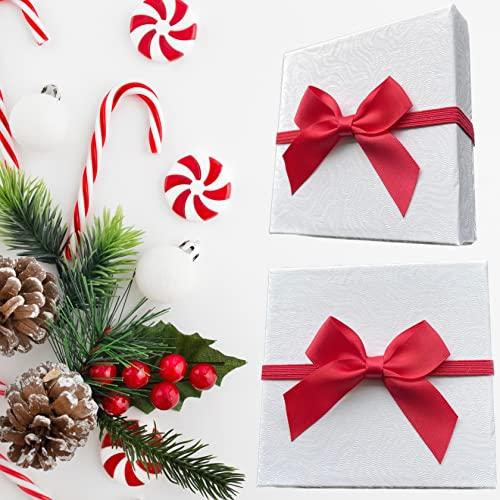 CM Originals Elastic Ribbon Red Stretch Loops with Bows Elastic Gift Bow Stretch Bows for Gifts Christmas Elastic Ribbon Crafts for Christmas Gift Boxes Wrapping Party Favors Wedding (12 Pack)