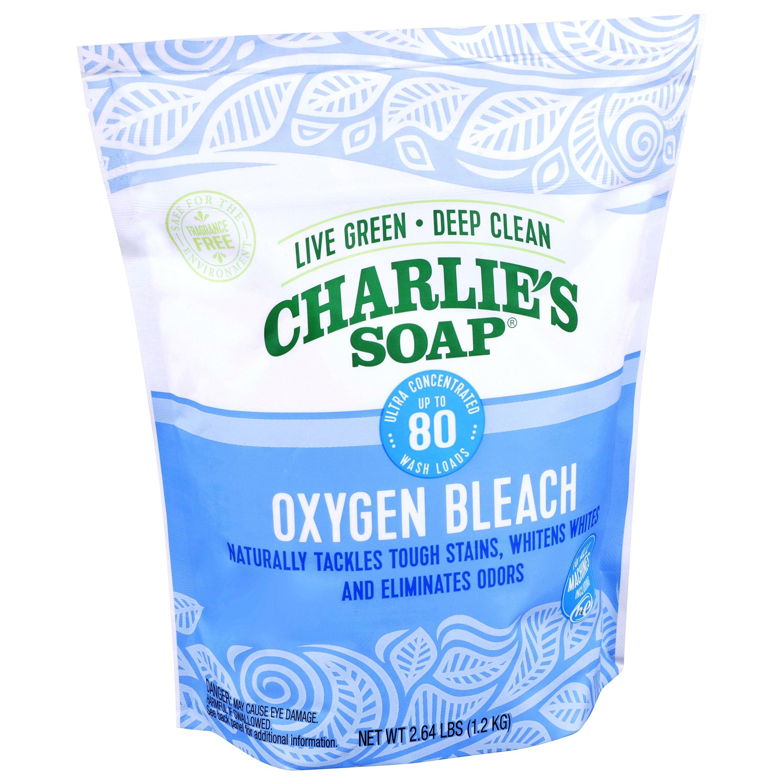 Charlie\'s Soap Charlie\'s Soap Oxygen Bleach (2.64 Lbs., 1 Pack) Non-Chlorine Bleach Alternative Powder Whiten Laundry & Remove Stains Safer for Colors