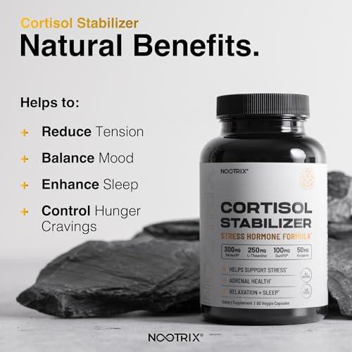 Nootrix Nootrix Cortisol Manager and Stabilizer Supplement | Supports Deep Sleep & Relaxation | Cortisol Supplement with Ashwagandha, L-Theanine, Rhodiola Rosea Extract & Apigenin | 90 Vegan Capsules