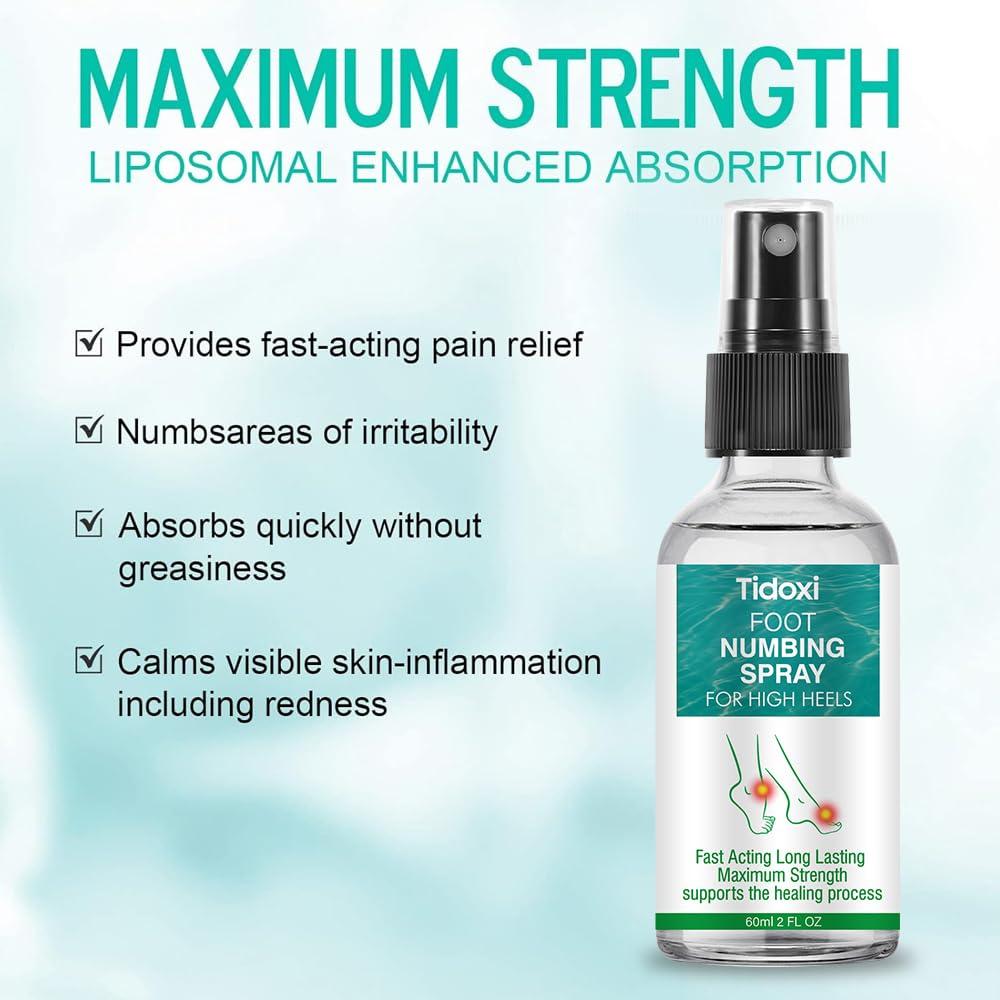 Tidoxi Foot Numbing Spray for High Heels,60ml Numbing Spray - Relieve Fatigue from High Heels, Travel & Sports