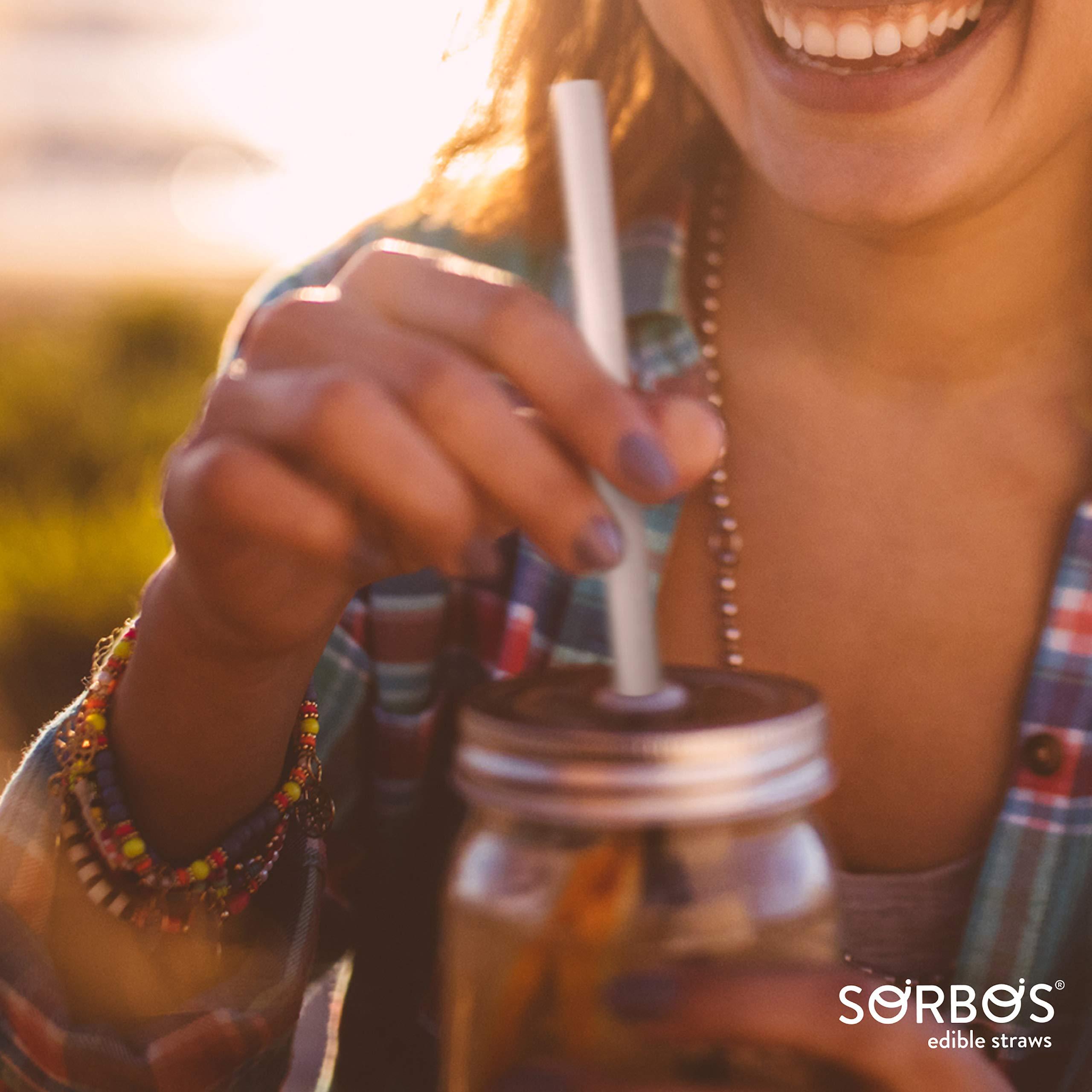 SORBOS Sorbos Edible Straws, Lime Flavored, Sustainable, Individually Packaged, No Plastic, No Allergens, No Gluten, No PFAS, 100 Percent Biodegradable, 9.4 inches long (Pack of 200)