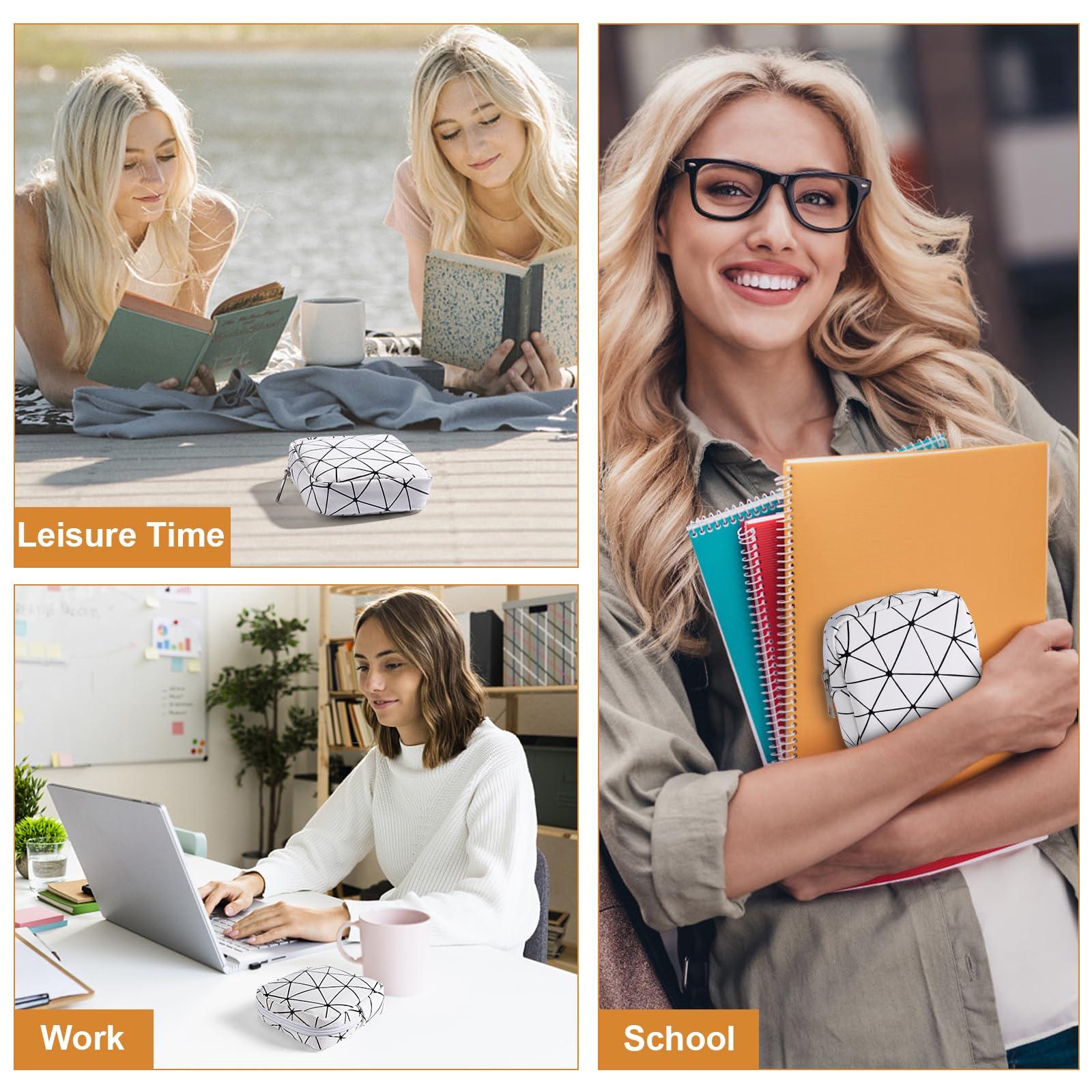 Likesing Likesing Sanitary Napkin Storage Bag, Leather Portable Period Bag for Girls Women, Sanitary Napkin Period Pad Pouch Tampon Holder for Purse, Small Make Up Bags(White)